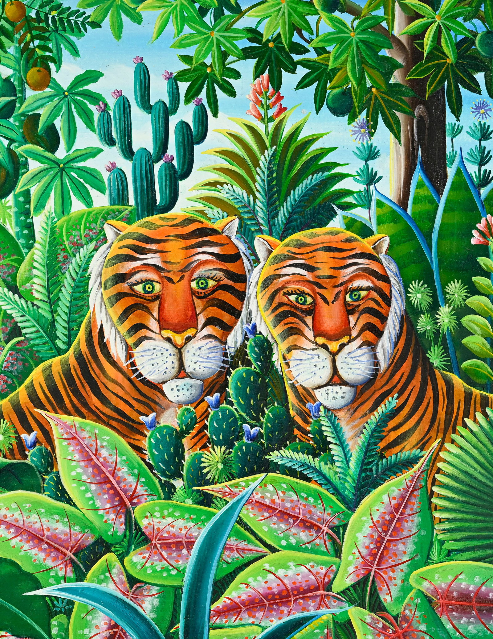 André Normil (1934-2014), Couple de tigres, acrylique sur toile, signée, 51x60,5 cm - 3