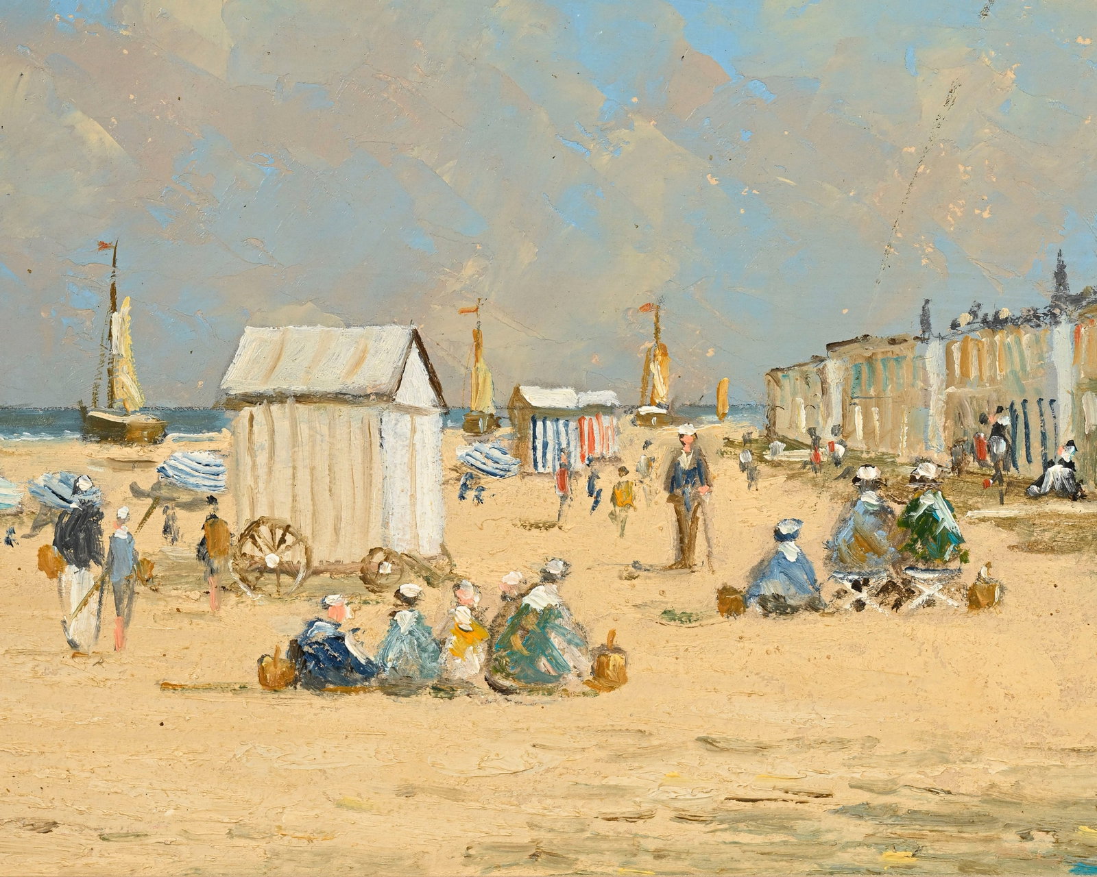 Pierre Stefani (1938), "La plage à marée basse", huile sur panneau, signée, tampon de - 3