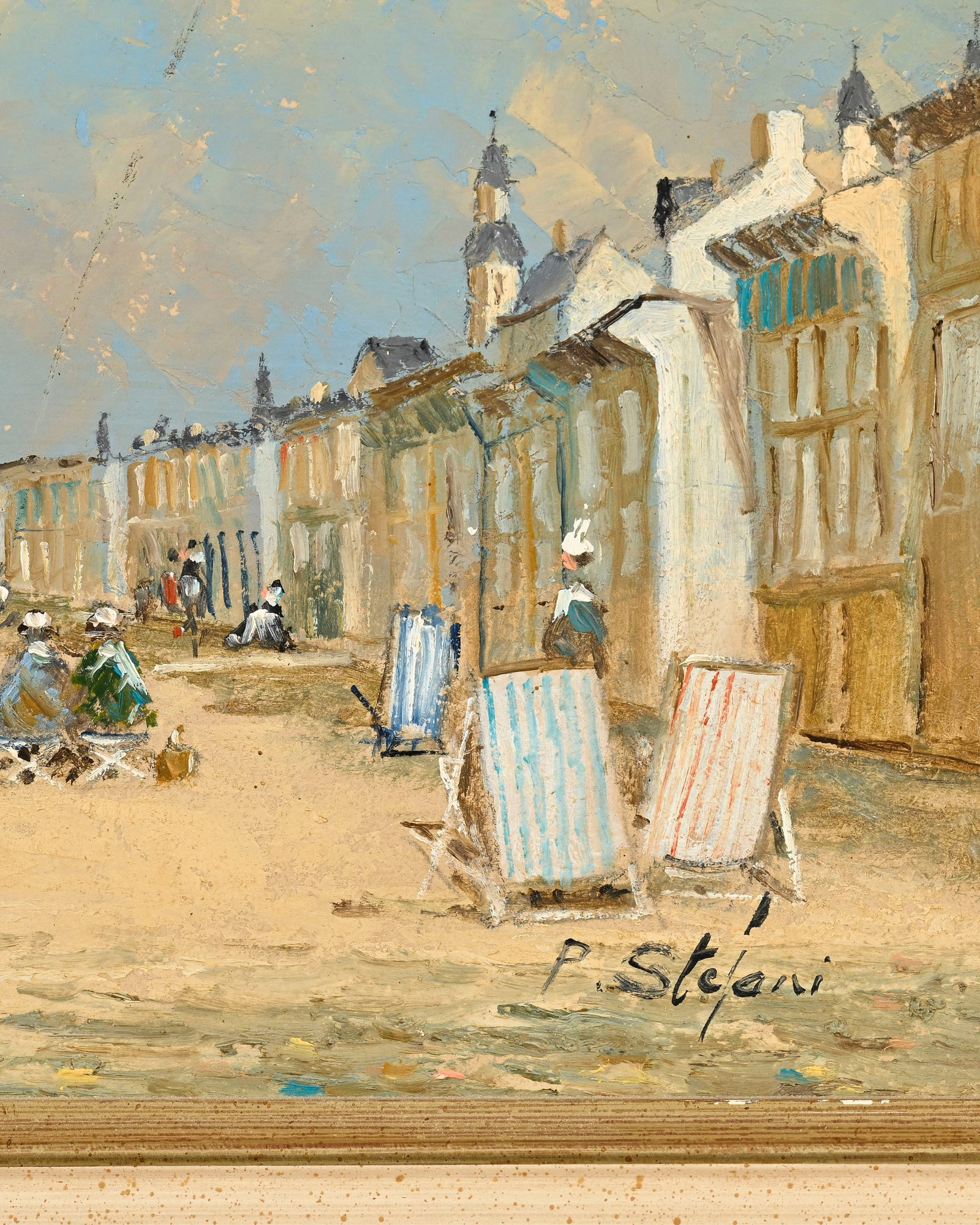Pierre Stefani (1938), "La plage à marée basse", huile sur panneau, signée, tampon de - 4