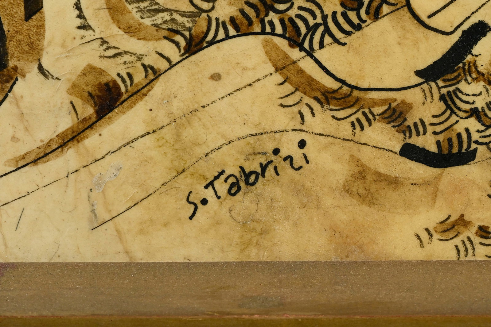 Sadegh Tabrizi (1938-2017), Chevaux, cavalier et baigneuse, technique mixte sur parchemin, signé - 5