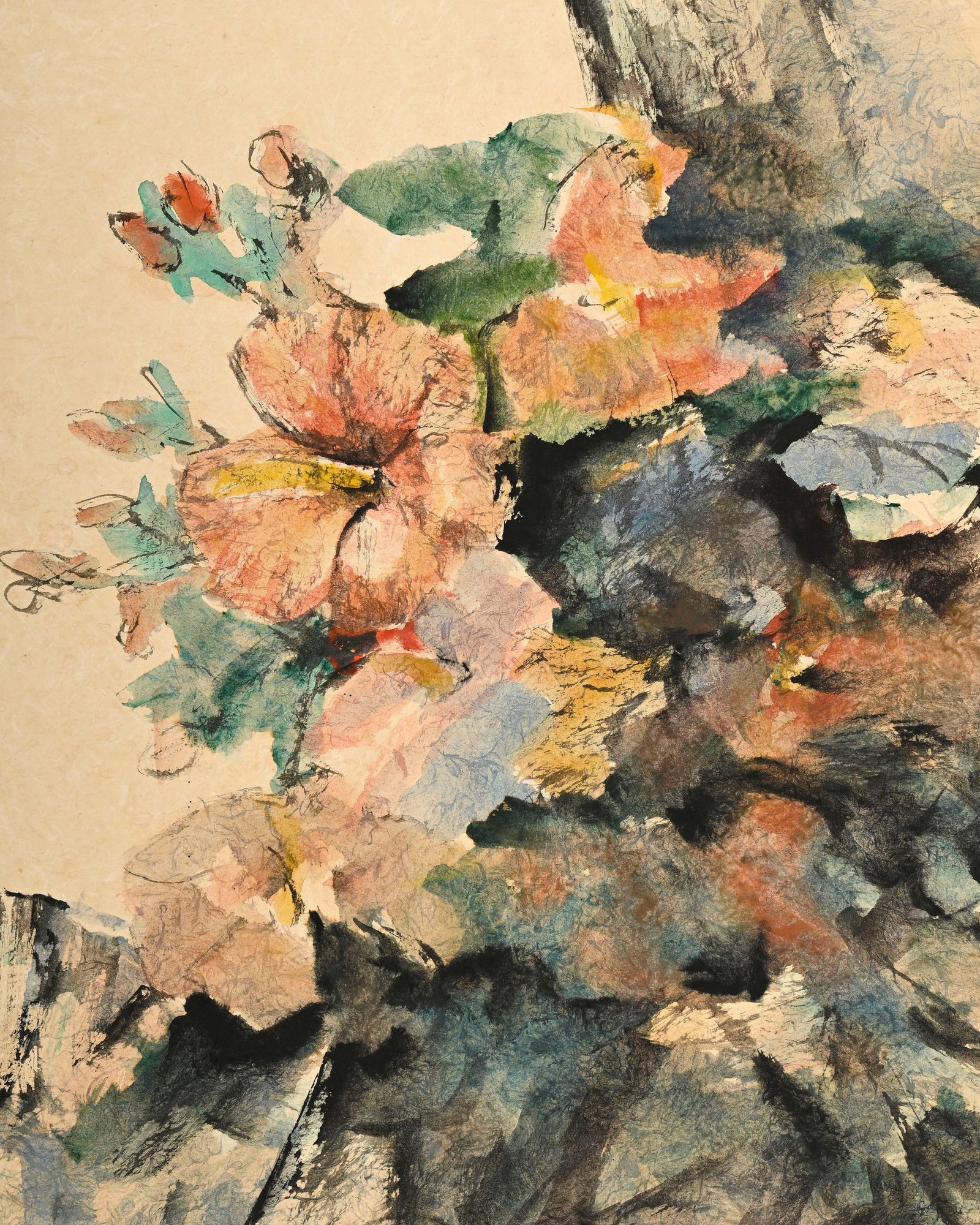 Pham Thuc Chuong (1918-1983), Hibiscus, aquarelle et encre de Chine sur papier Japon, signée, 5 - 3