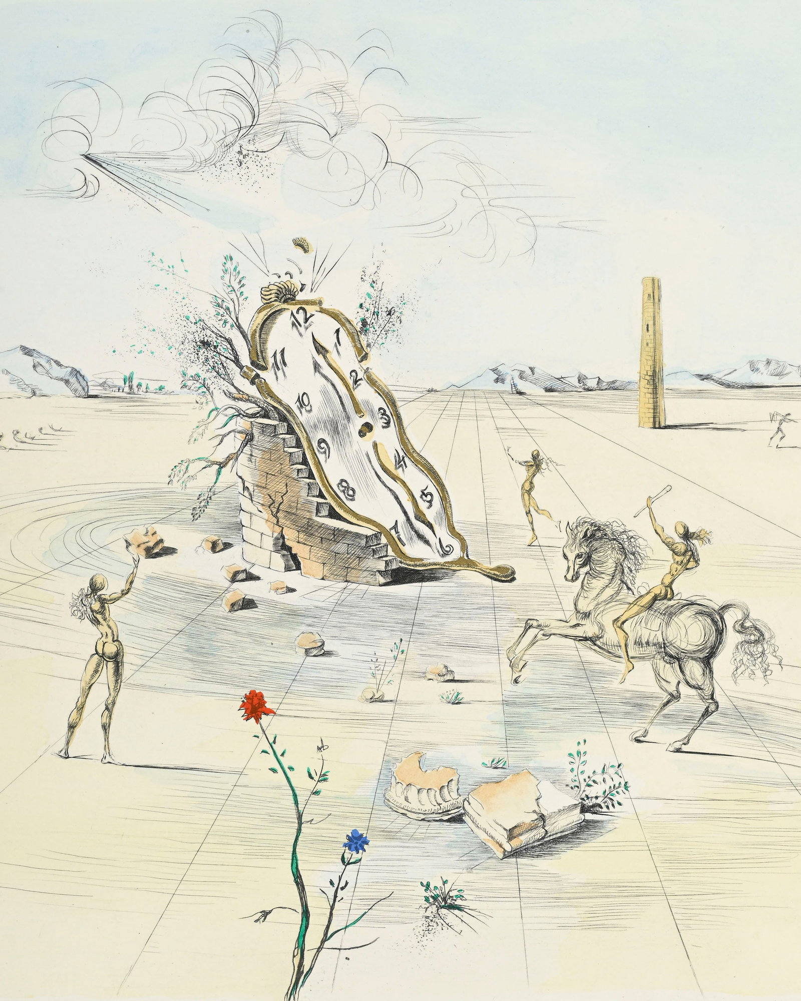 Salvador Dali (1904-1989), d'après, "Cavalier cosmique", 1982, eau-forte en couleurs, signé - 3