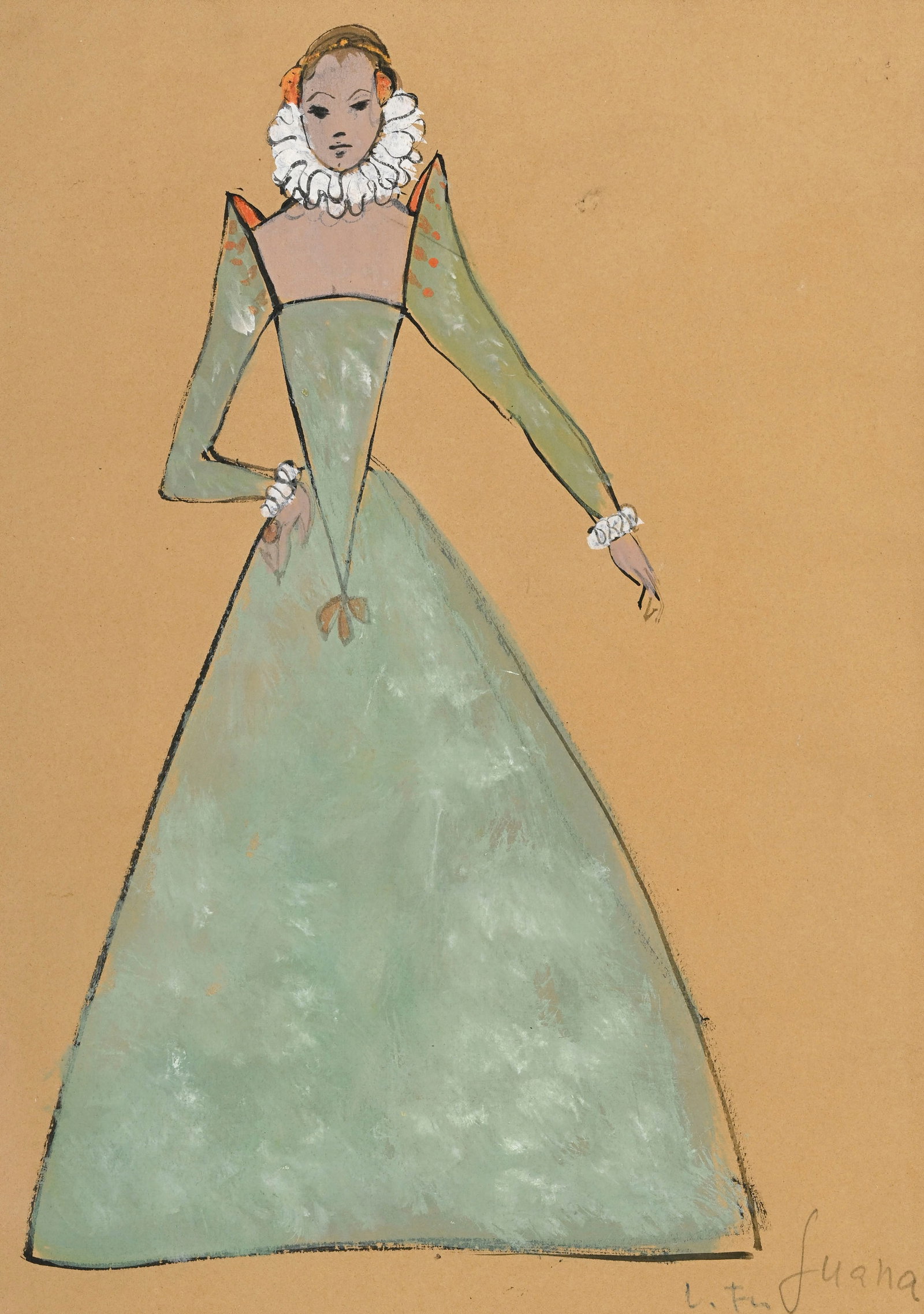 Leonor Fini (1907-1996), Projets de costumes, suite de 7 croquis à l'aquarelle, gouache, encre  - 5