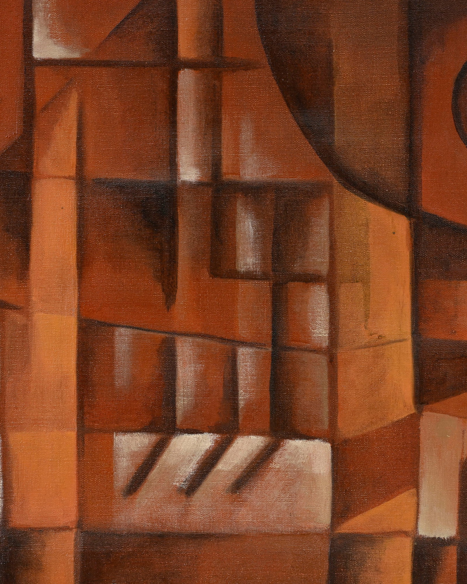 Davos Hanich (1922-1987), Composition terra cotta, 1955, huile sur toile, signée et datée, - 3