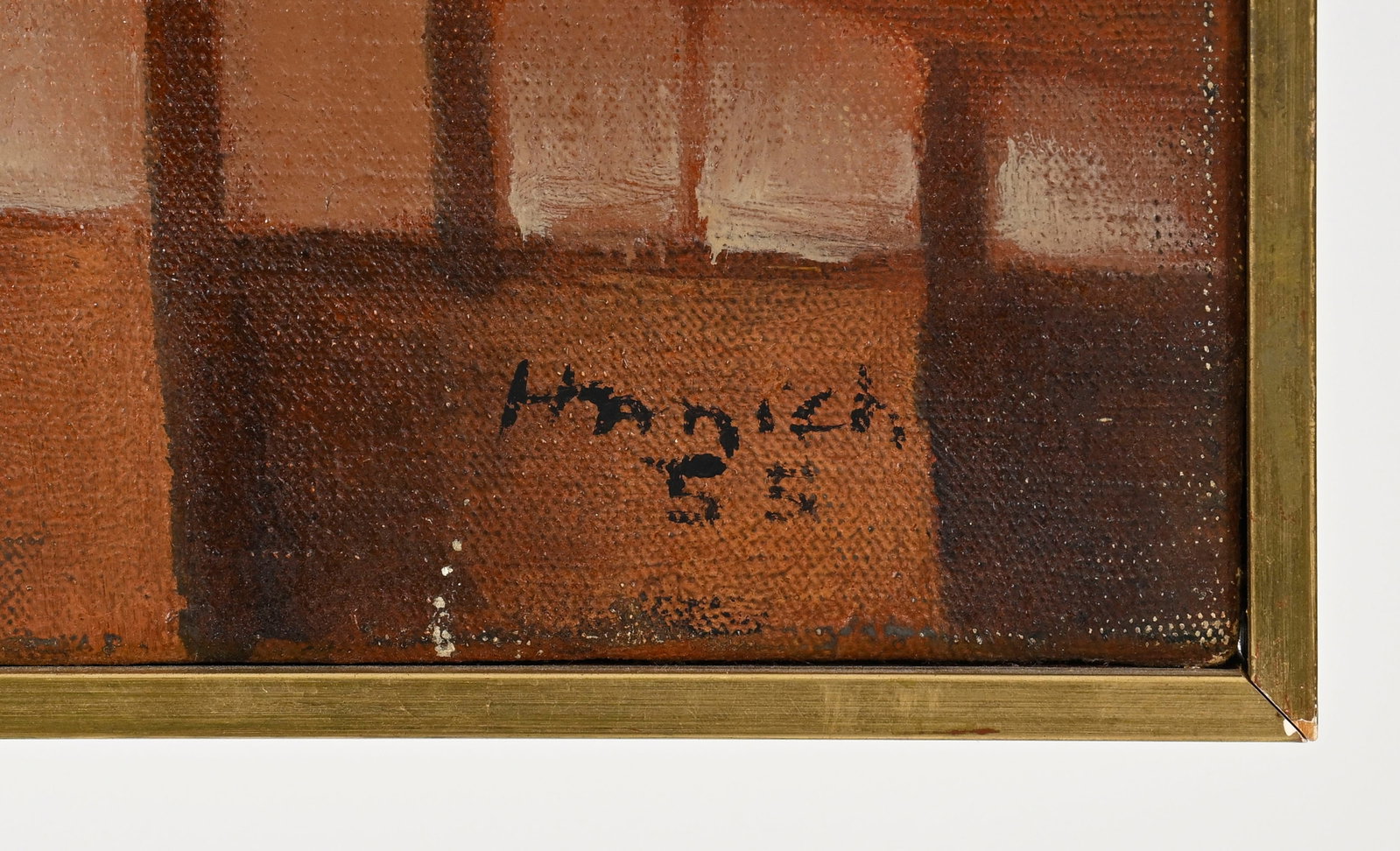 Davos Hanich (1922-1987), Composition terra cotta, 1955, huile sur toile, signée et datée, - 4
