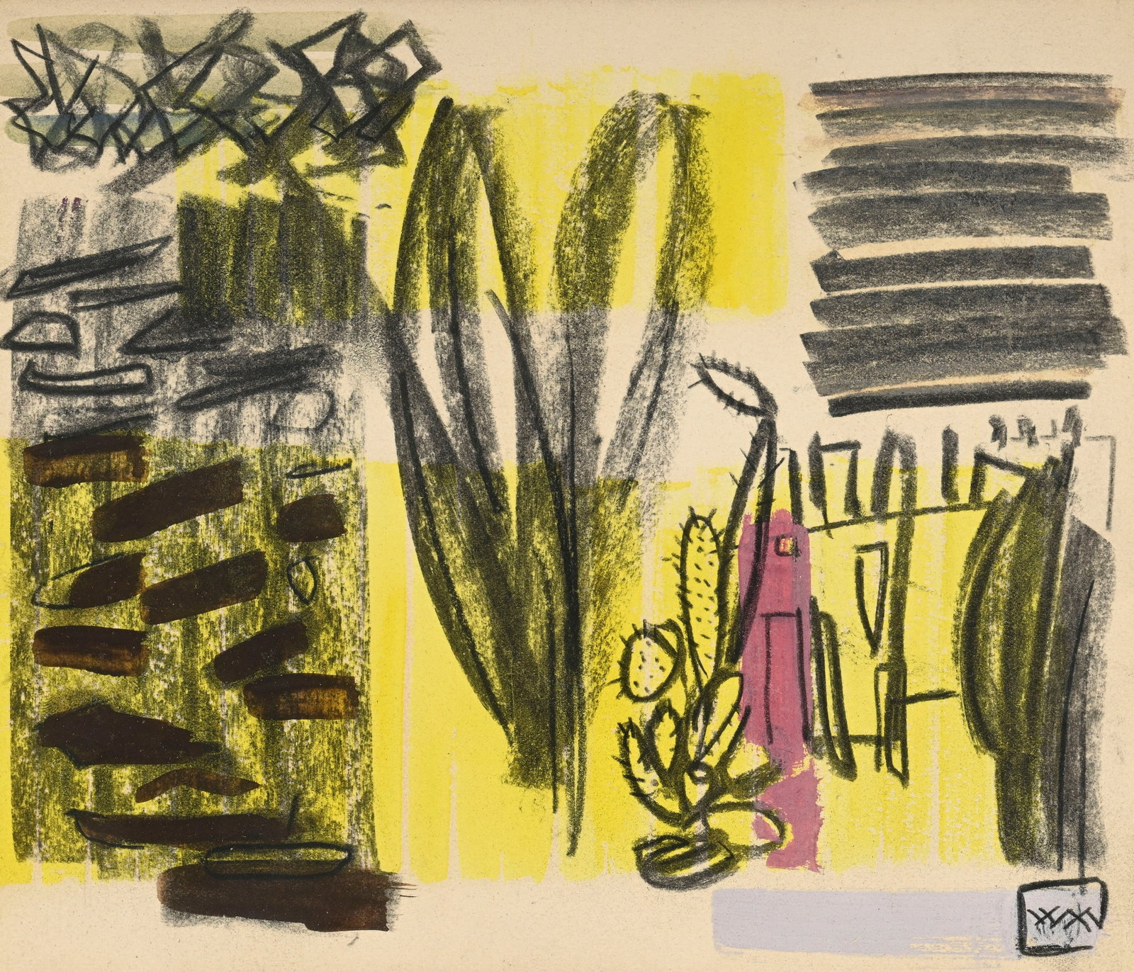Willy Mucha (1905-1995), Composition, 1954, technique mixte sur papier, monogrammée, signé - 3