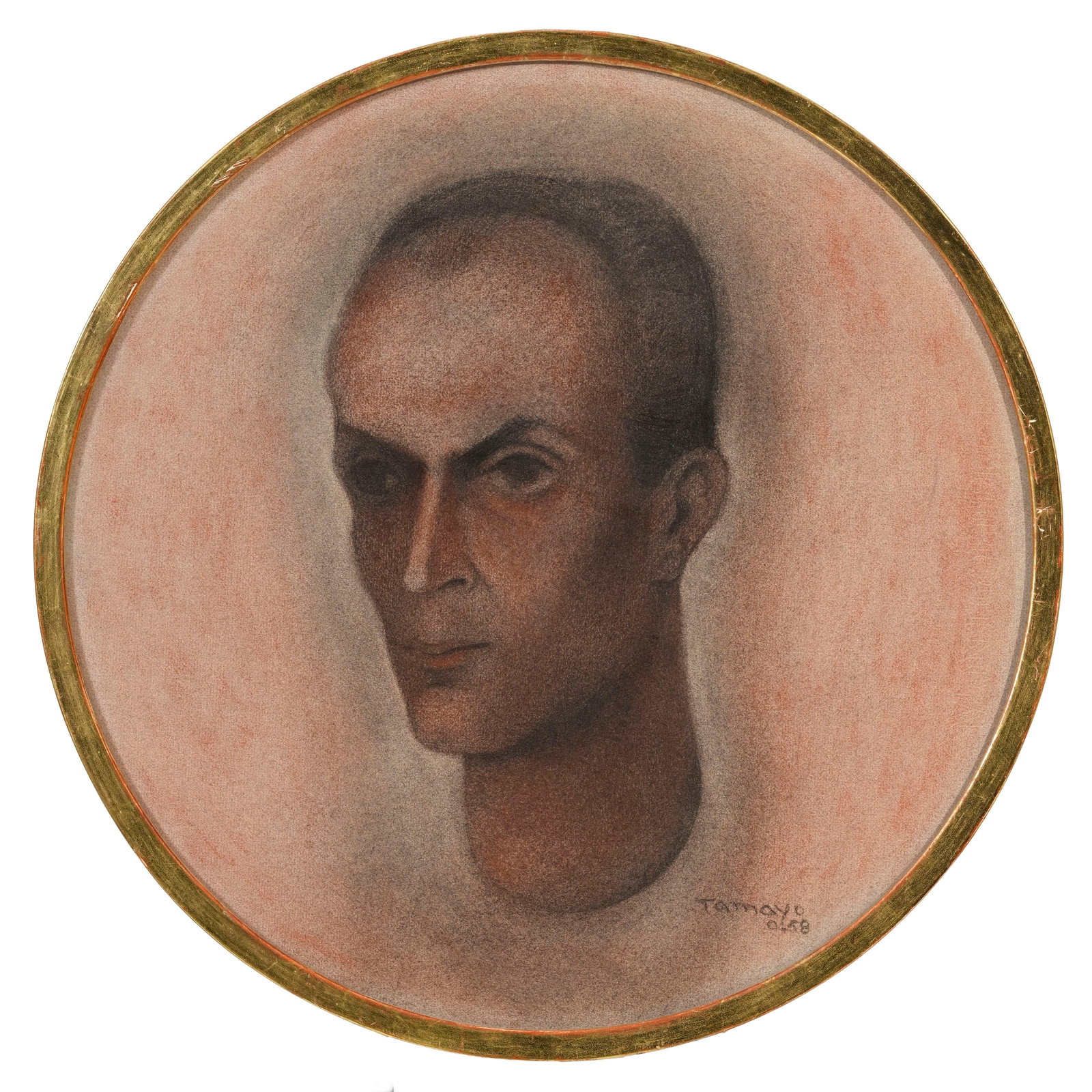 Rufino Tamayo (1899-1991), Portrait du chef d'orchestre Igor Markevitch, 1958, fusain et sanguine su: Rufino Tamayo (1899-1991), Portrait du chef d'orchestre Igor Markevitch, 1958, fusain et sanguine sur papier, signé et daté, d. 48 cm (à vue) Provenance: Acquis directement de