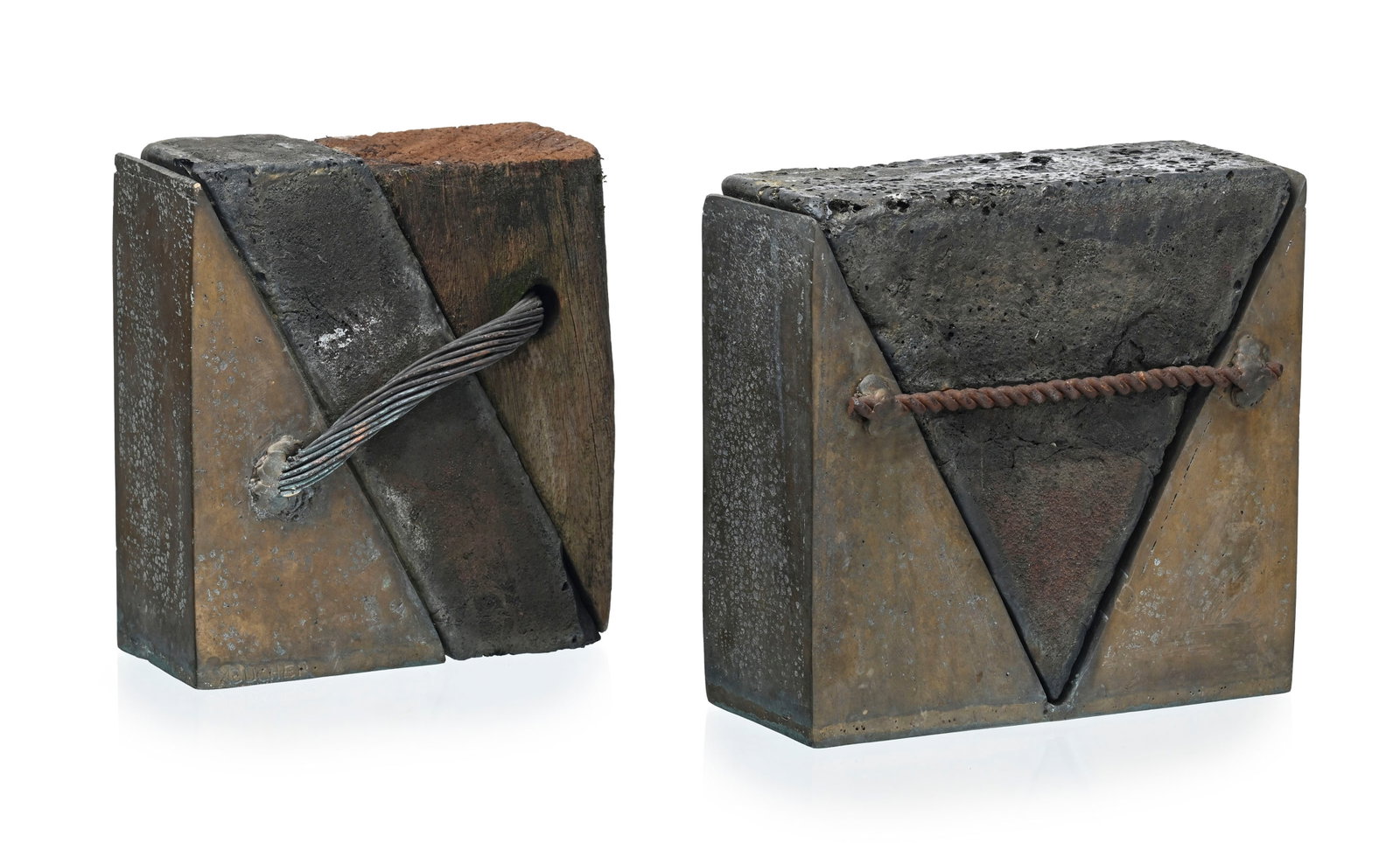 André Bucher (1924-c.2009), Sans titre, paire de sculptures en technique mixte (bronze, bois, p (1 of 5)