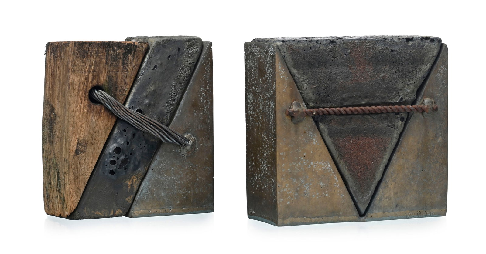 André Bucher (1924-c.2009), Sans titre, paire de sculptures en technique mixte (bronze, bois, p - 2