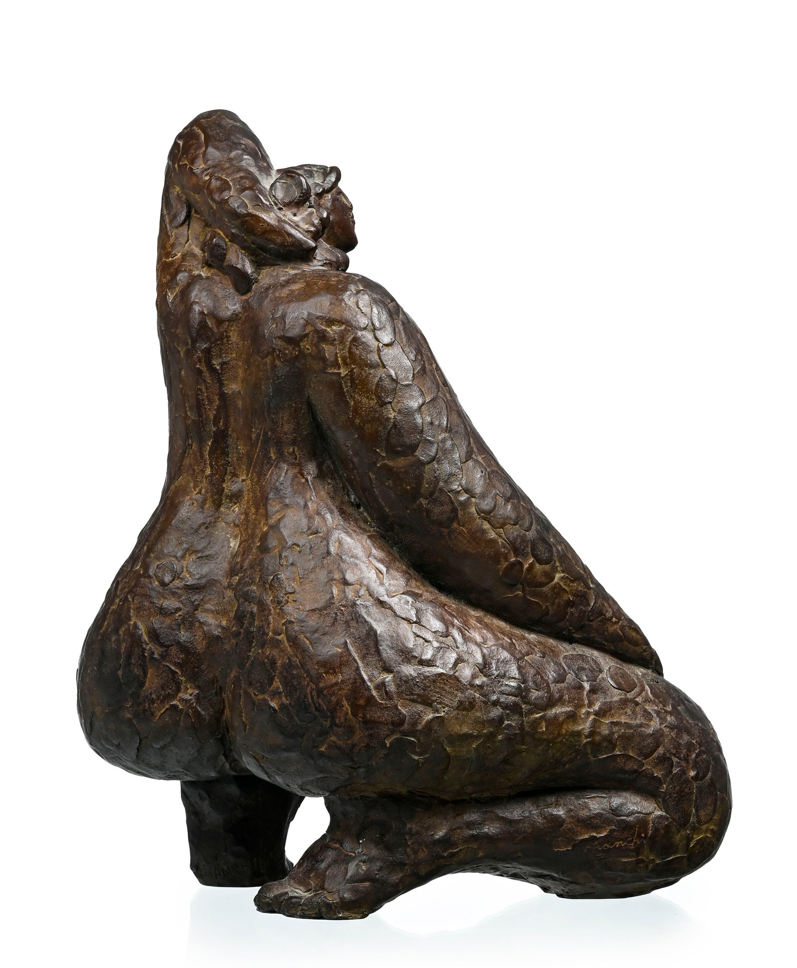 Franco Mauro Franchi (1951), Femme nue agenouillée, sculpture en bronze, signée et contres - 4