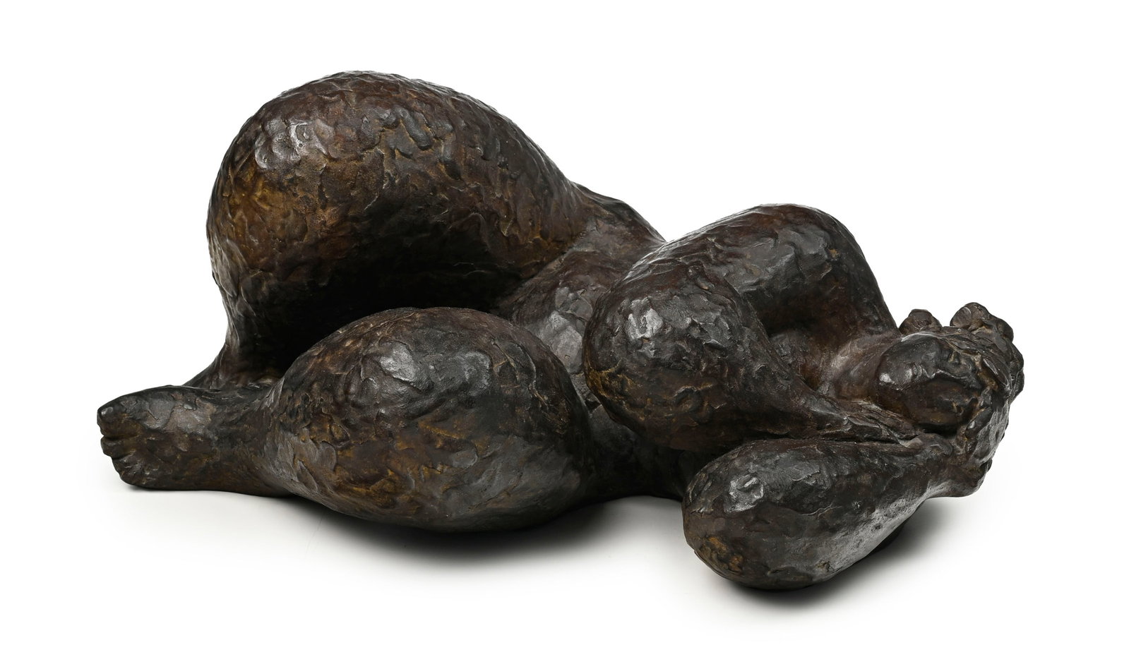 Franco Mauro Franchi (1951), Femme nue couchée, sculpture en bronze, signée, long. 46 cm: Franco Mauro Franchi (1951), Femme nue couchée, sculpture en bronze, signée, long. 46 cm