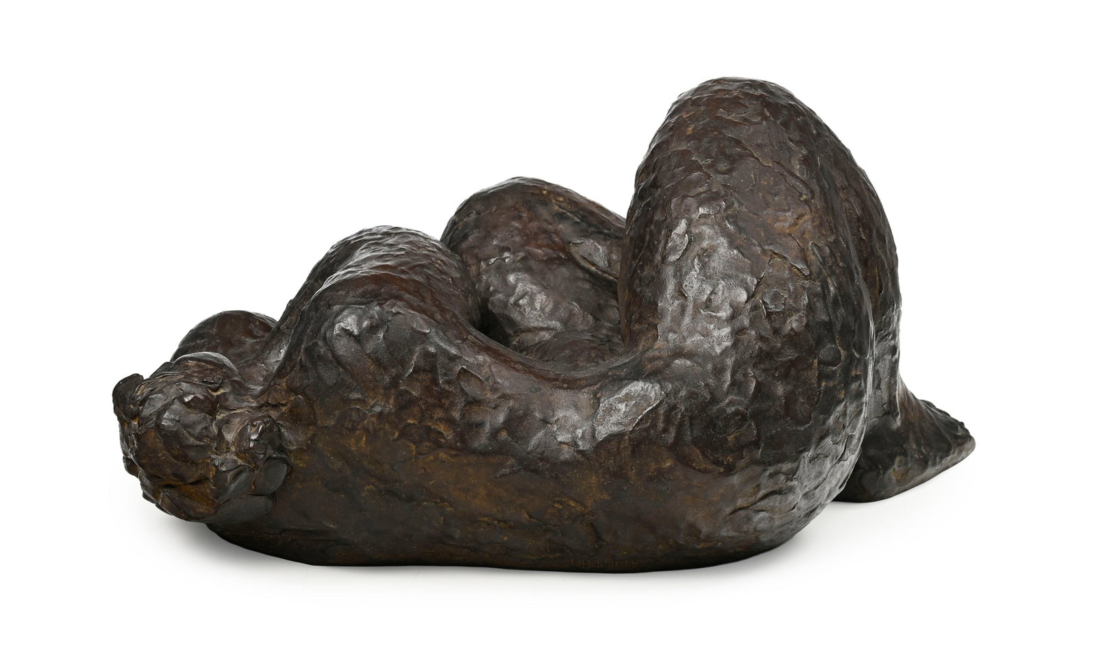 Franco Mauro Franchi (1951), Femme nue couchée, sculpture en bronze, signée, long. 46 cm - 2