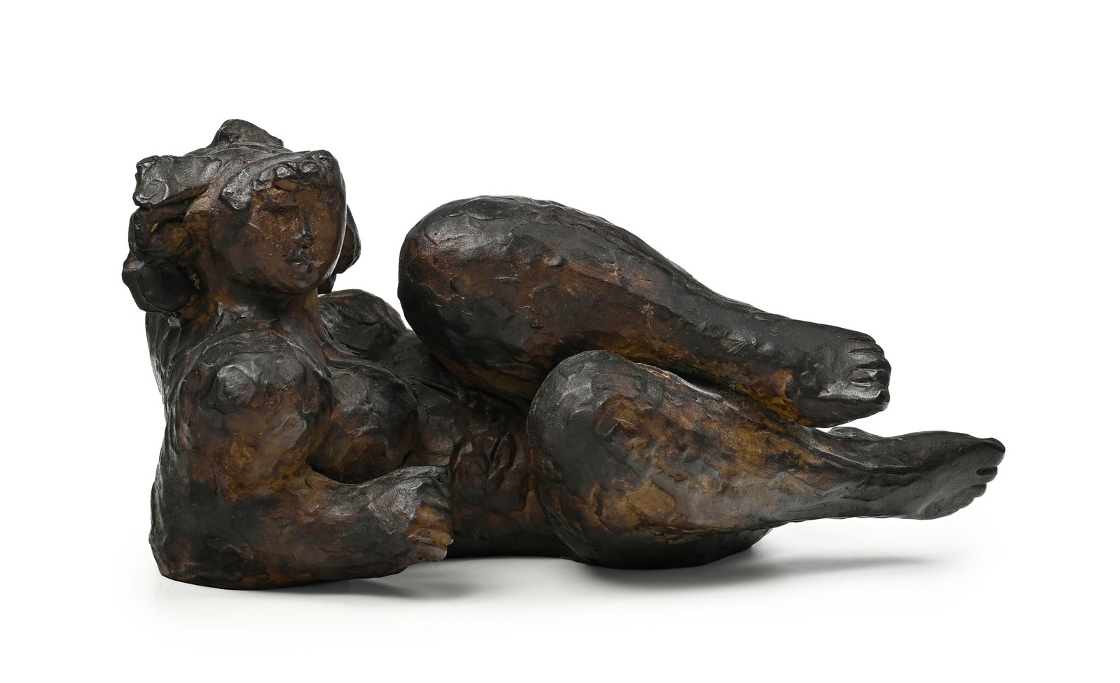 Franco Mauro Franchi (1951), Femme nue allongée, sculpture en bronze, signée, long. 29 cm - 3