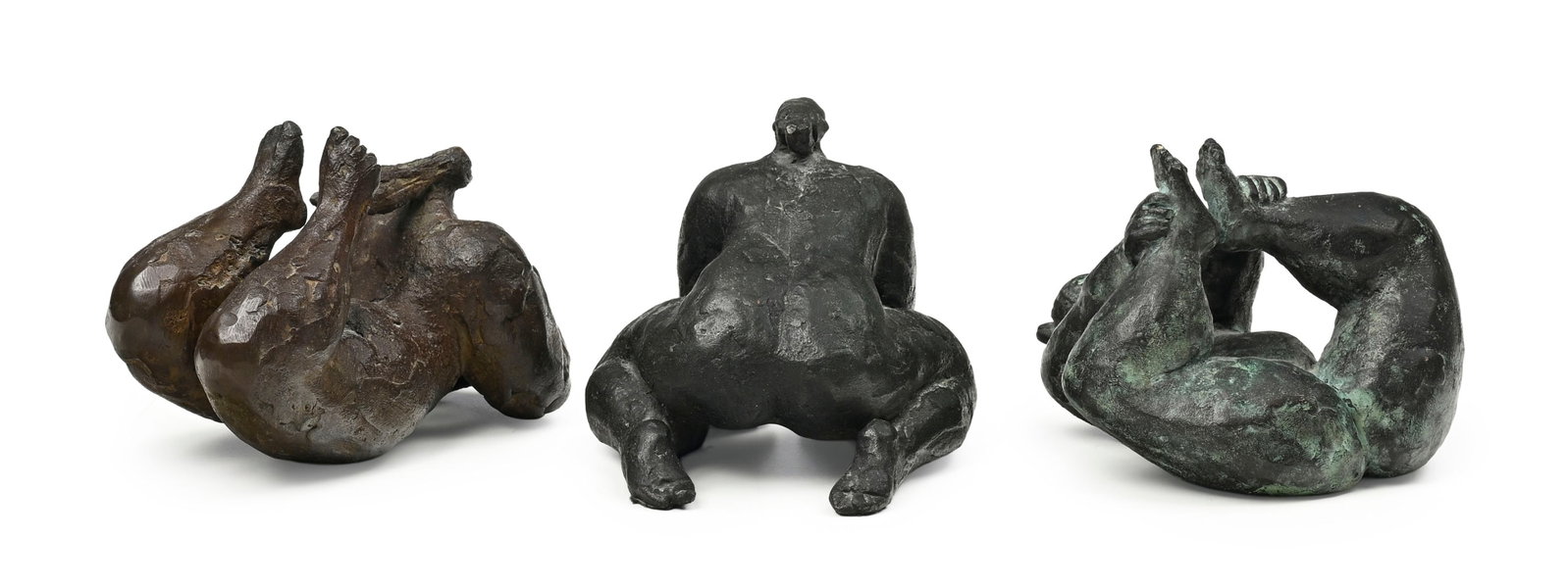 Franco Mauro Franchi (1951), Variations de postures de femmes nues, 3 sculptures en bronze, 2 sign&# - 2