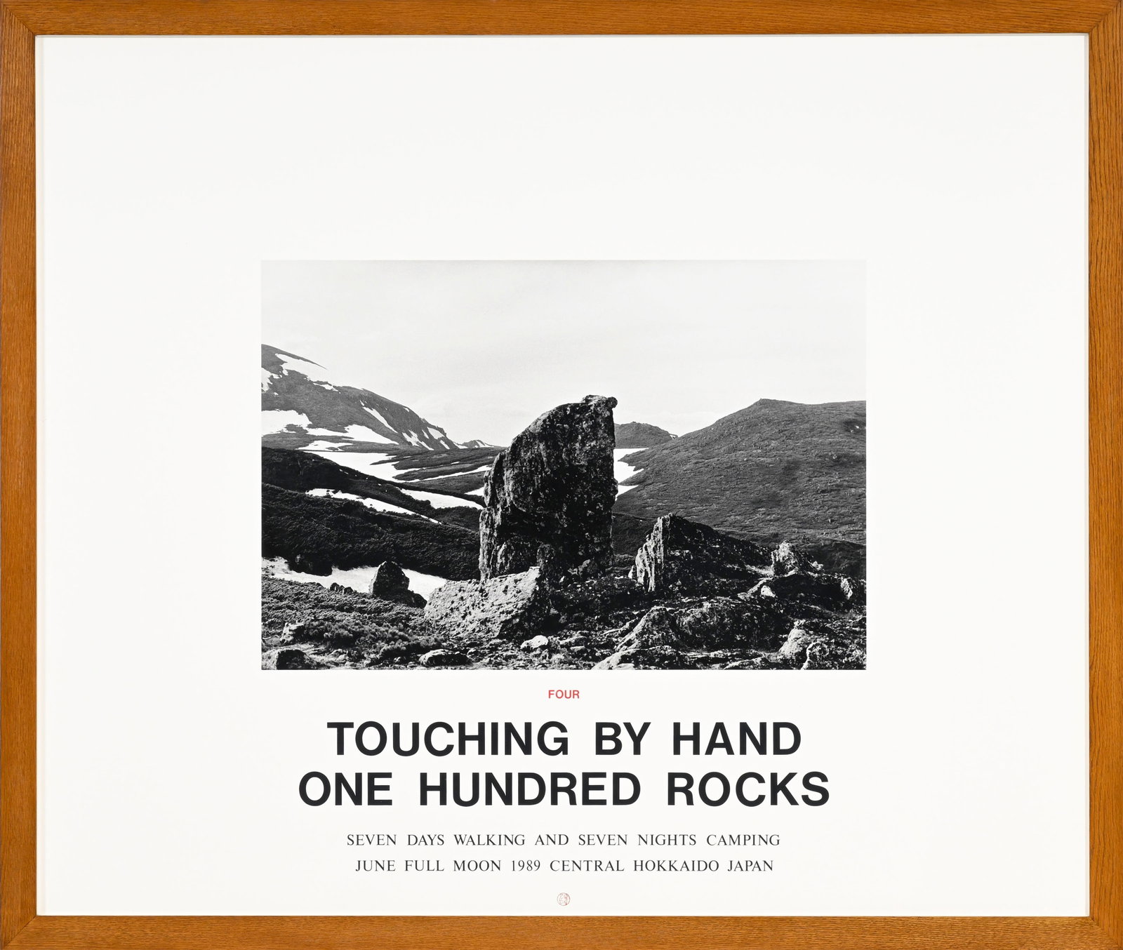 Hamish Fulton (1946), "Four. Touching by hand one hundred rocks Seven days Walking seven nights camp - 2