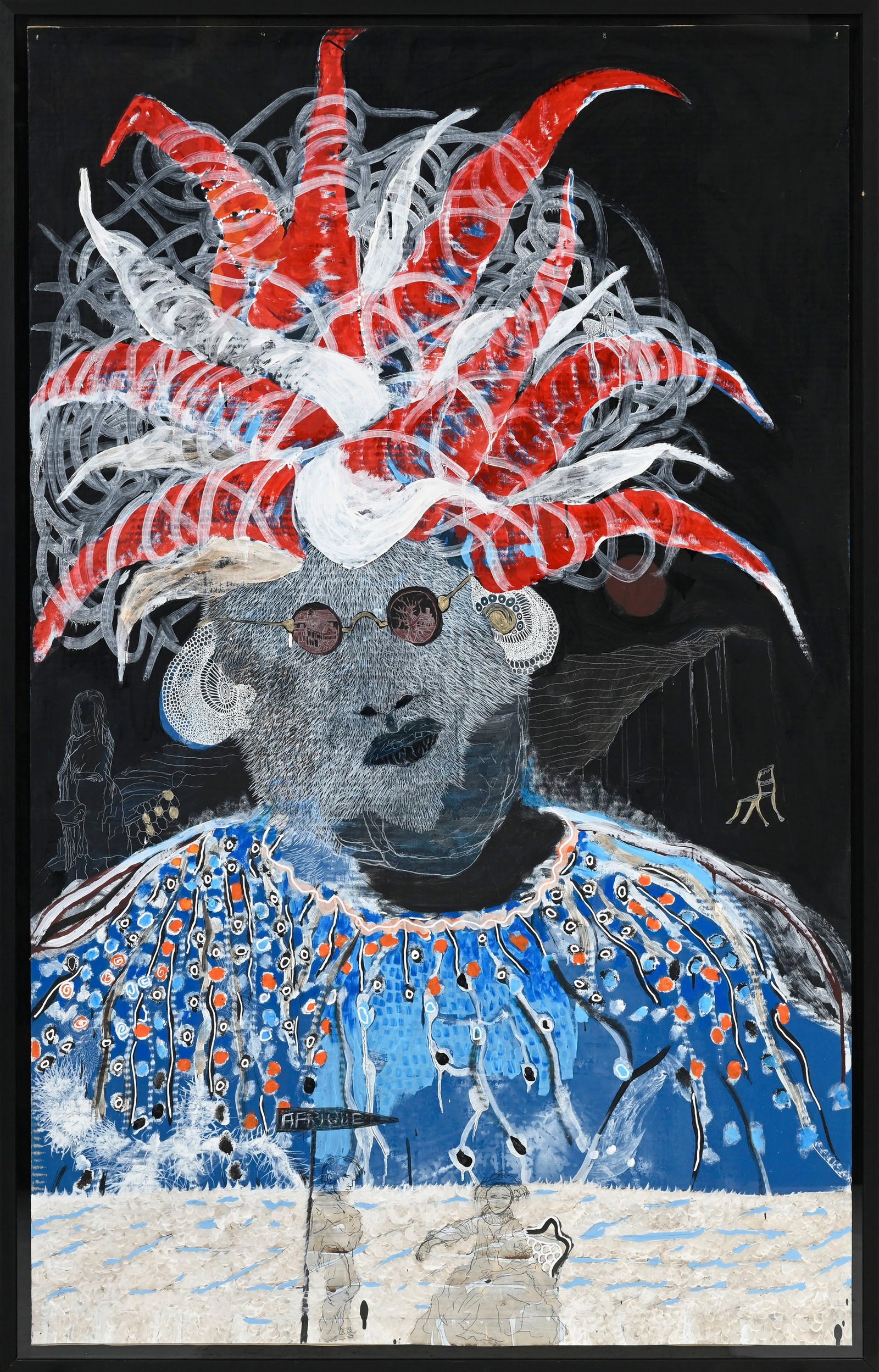 Omar Ba (1977), "The Law-1", 2011, technique mixte (huile, crayon, gouache et encre de Chine) sur ca - 2