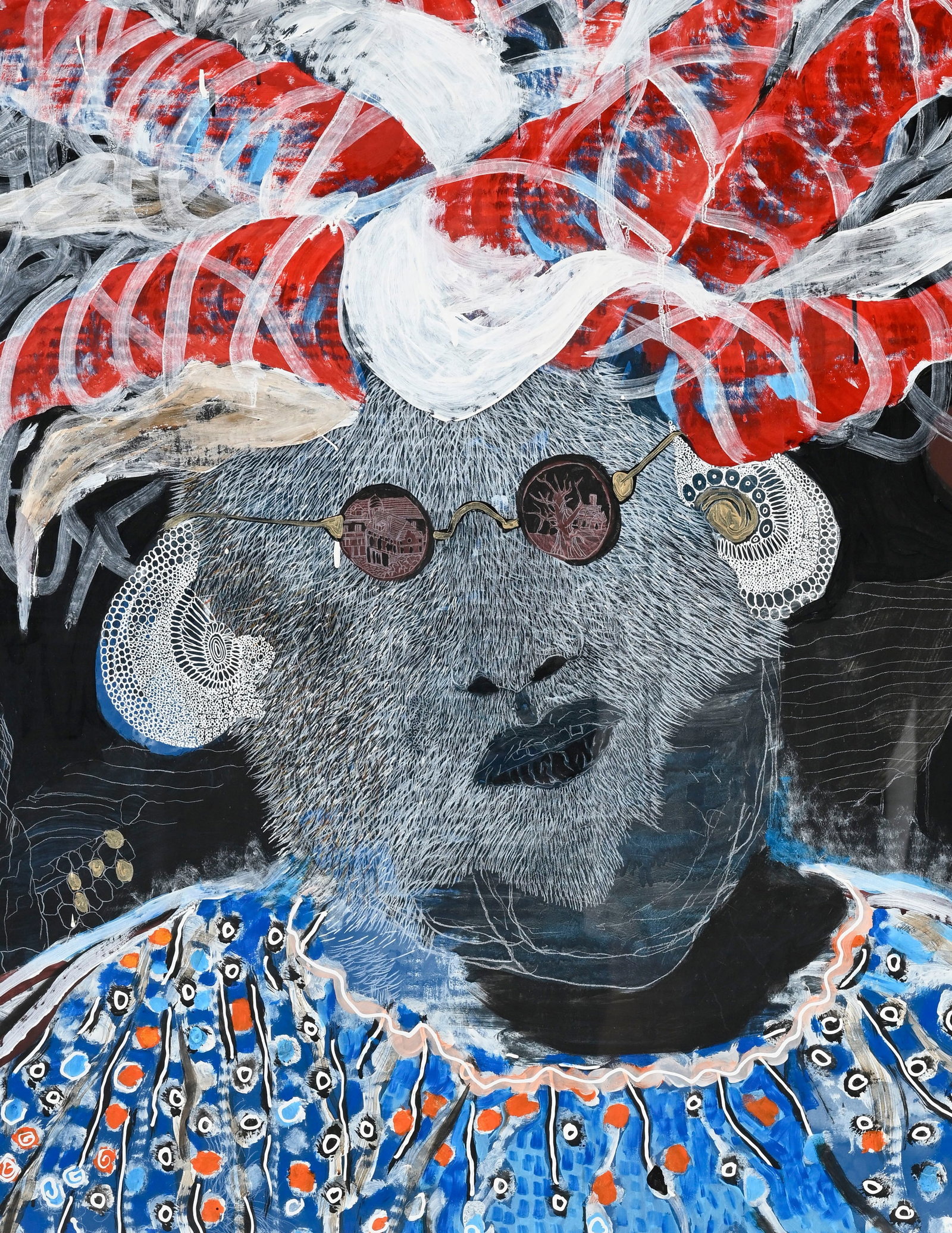Omar Ba (1977), "The Law-1", 2011, technique mixte (huile, crayon, gouache et encre de Chine) sur ca - 3