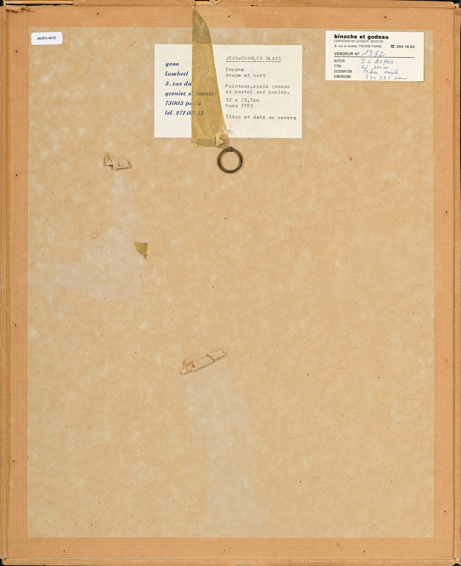 Jean-Charles Blais (1956), "Hô obèse", 1983, gouache, craie grasse et pastel sur papier, s - 5