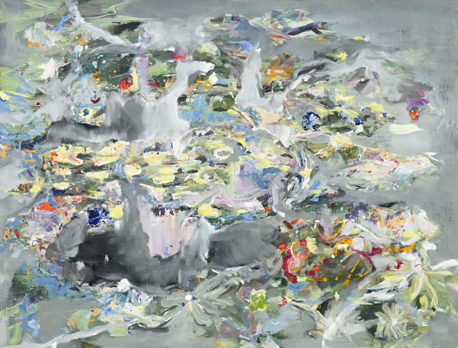 Valerie Favre (1959), "De la fragilité des fleurs no. 8", 2013, huile sur toile, signée, d: Valerie Favre (1959), "De la fragilité des fleurs no. 8", 2013, huile sur toile, signée, datée et titrée au verso, 130x170 cm Au verso: étiquette de la Galerie Peter Kilchmann