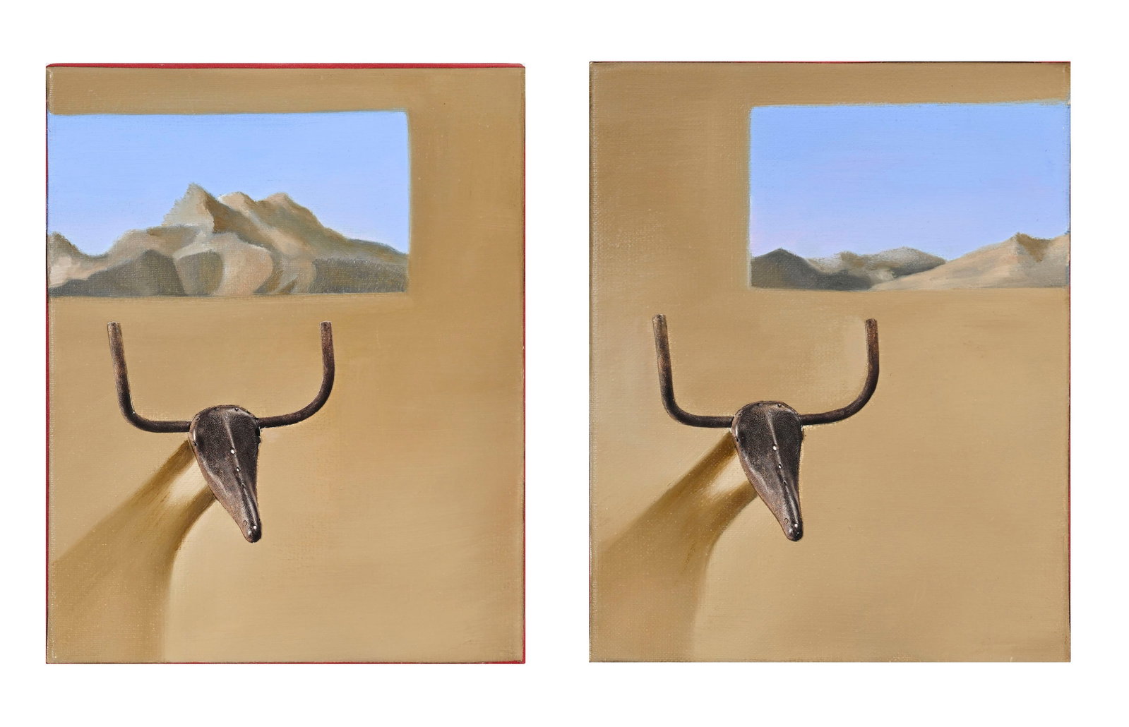 Catherine Gillet (1960), Composition, 2006, huiles sur toile en diptyque, signées, datées : Catherine Gillet (1960), Composition, 2006, huiles sur toile en diptyque, signées, datées et situées "Paris" au verso, 24,5x19,5 cm (chaque)