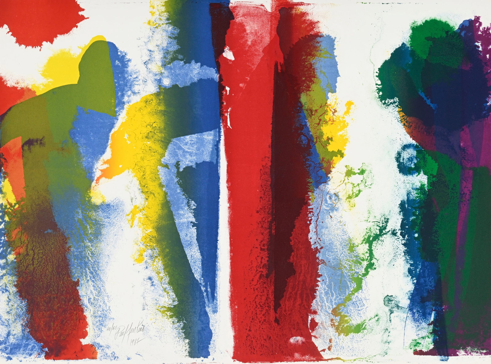 Paul Jenkins (1923-2012), d'après, Sans titre, 1987, lithographie en couleurs, signée, dat: Paul Jenkins (1923-2012), d'après, Sans titre, 1987, lithographie en couleurs, signée, datée et numérotée 40/60 au crayon, 56x75 (à vue) Condition Encadrement : 70