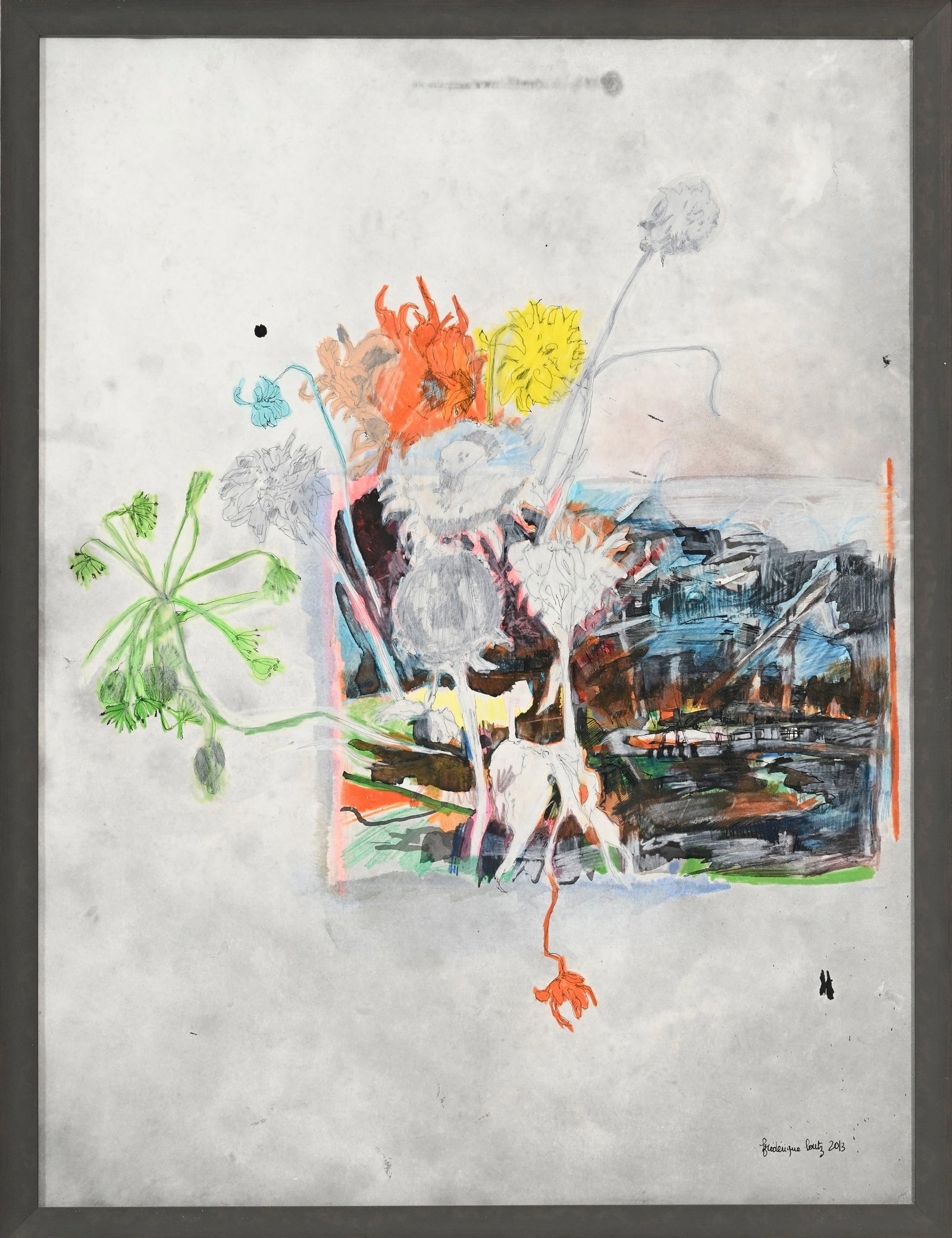 Frédérique Loutz (1974), Composition, 2013, technique mixte sur papier, signée et dat - 2