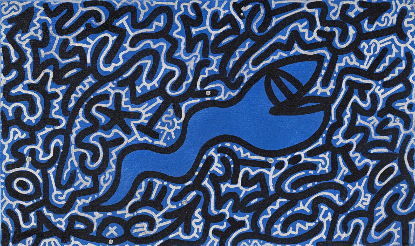 Angel Ortiz (1966), Sans titre, technique mixte sur toile, signée au verso, 45,5x76 cm: Angel Ortiz (1966), Sans titre, technique mixte sur toile, signée au verso, 45,5x76 cm