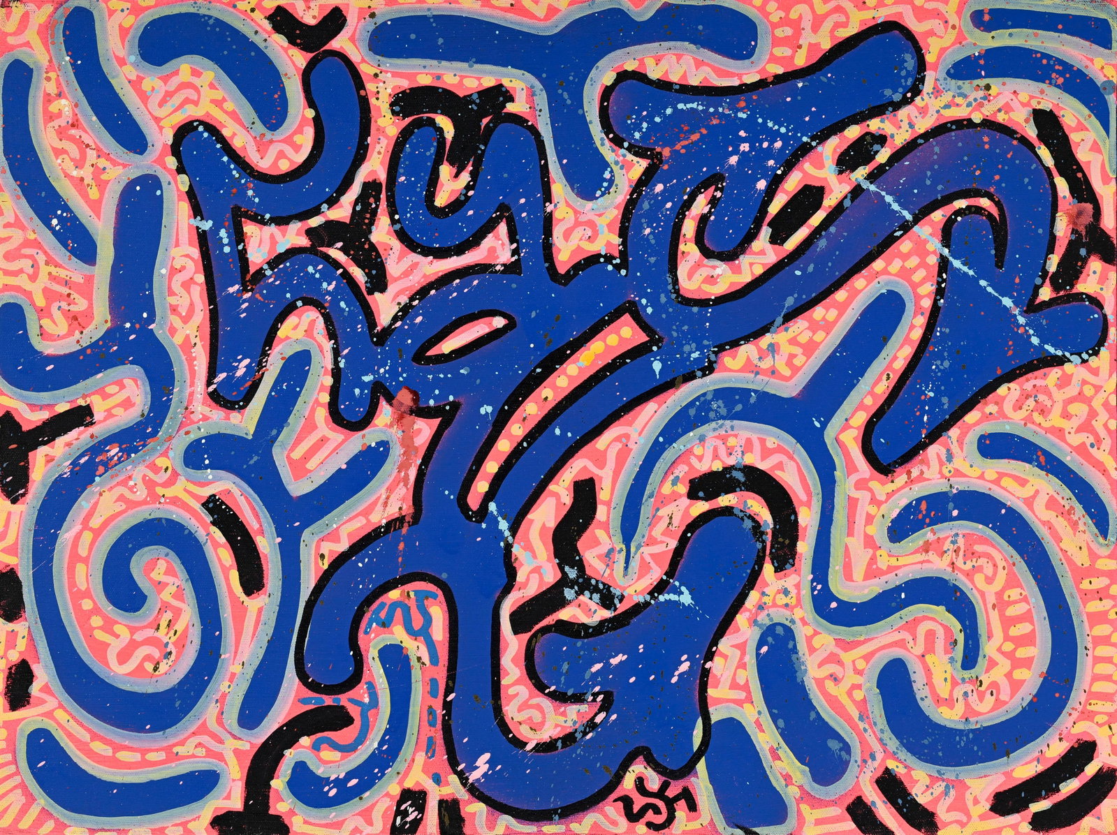 Angel Ortiz (1966), "Blue Knight", 2011, technique mixte sur toile, signée, contresignée, : Angel Ortiz (1966), "Blue Knight", 2011, technique mixte sur toile, signée, contresignée, datée, titrée et annotée au verso, 45,5x60,5 cm Provenance: Vente Rossini, Paris,