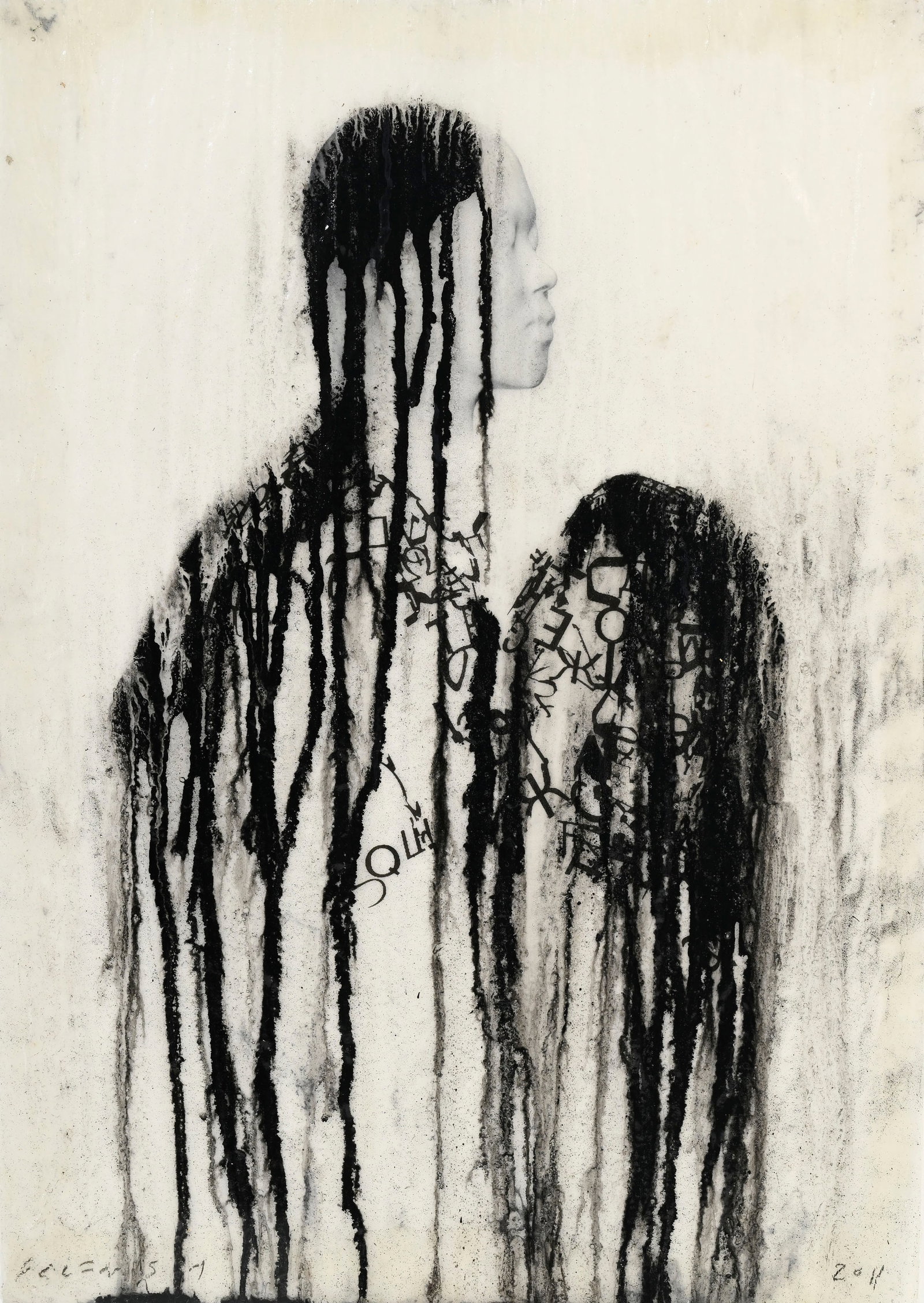 Jaume Plensa (1955), "Ombre voilée V", 2011, technique mixte sur papier, signée et dat: Jaume Plensa (1955), "Ombre voilée V", 2011, technique mixte sur papier, signée et datée, 42x30 cm Au verso: étiquette de la Galerie Lelong, Paris, réf. W16251