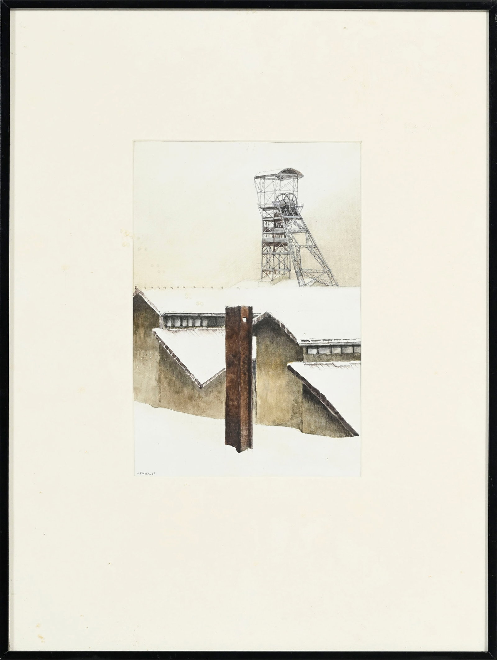 Denis Plessey (XX), Paysages industriels, 2009, 2 aquarelles sur papier, signées, 20,5x14 cm (& - 4