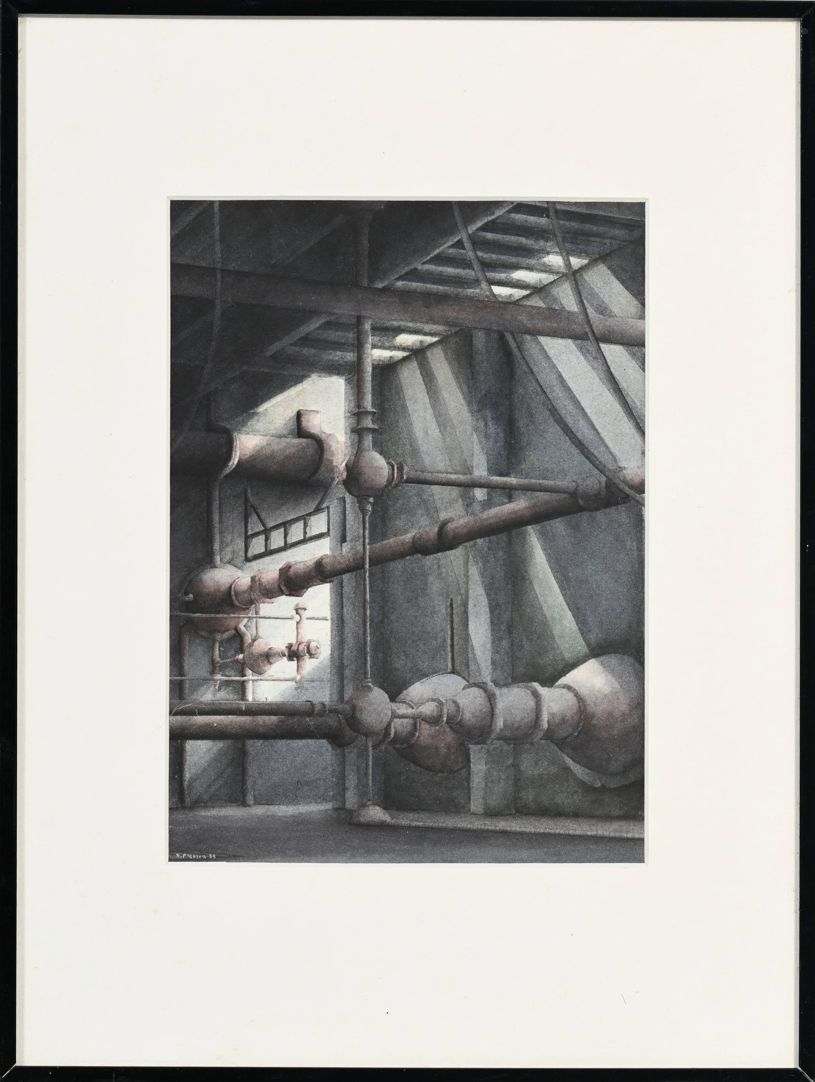 Denis Plessey (XX), Paysages industriels, 2009, 2 aquarelles sur papier, signées, 20,5x14 cm (& - 5