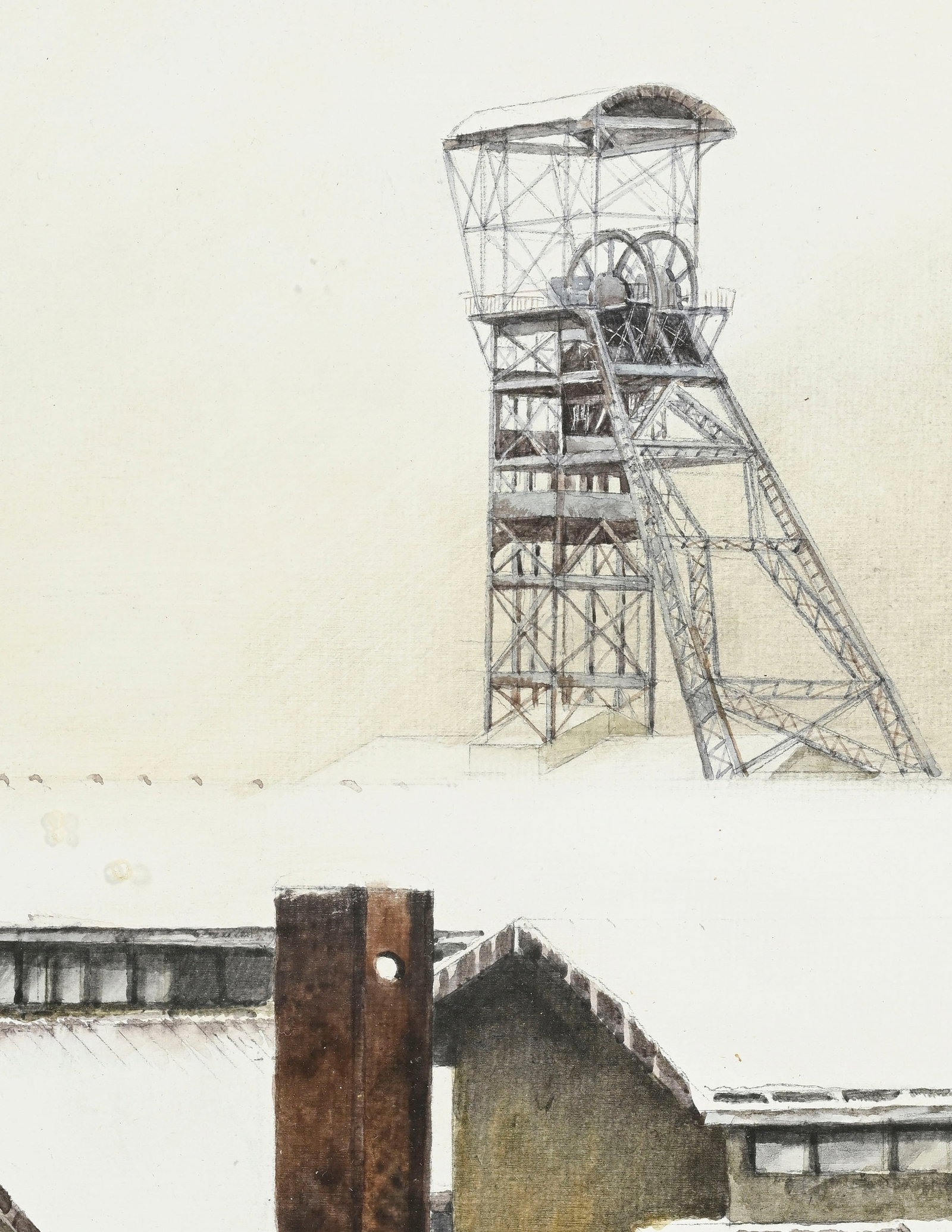 Denis Plessey (XX), Paysages industriels, 2009, 2 aquarelles sur papier, signées, 20,5x14 cm (& - 6