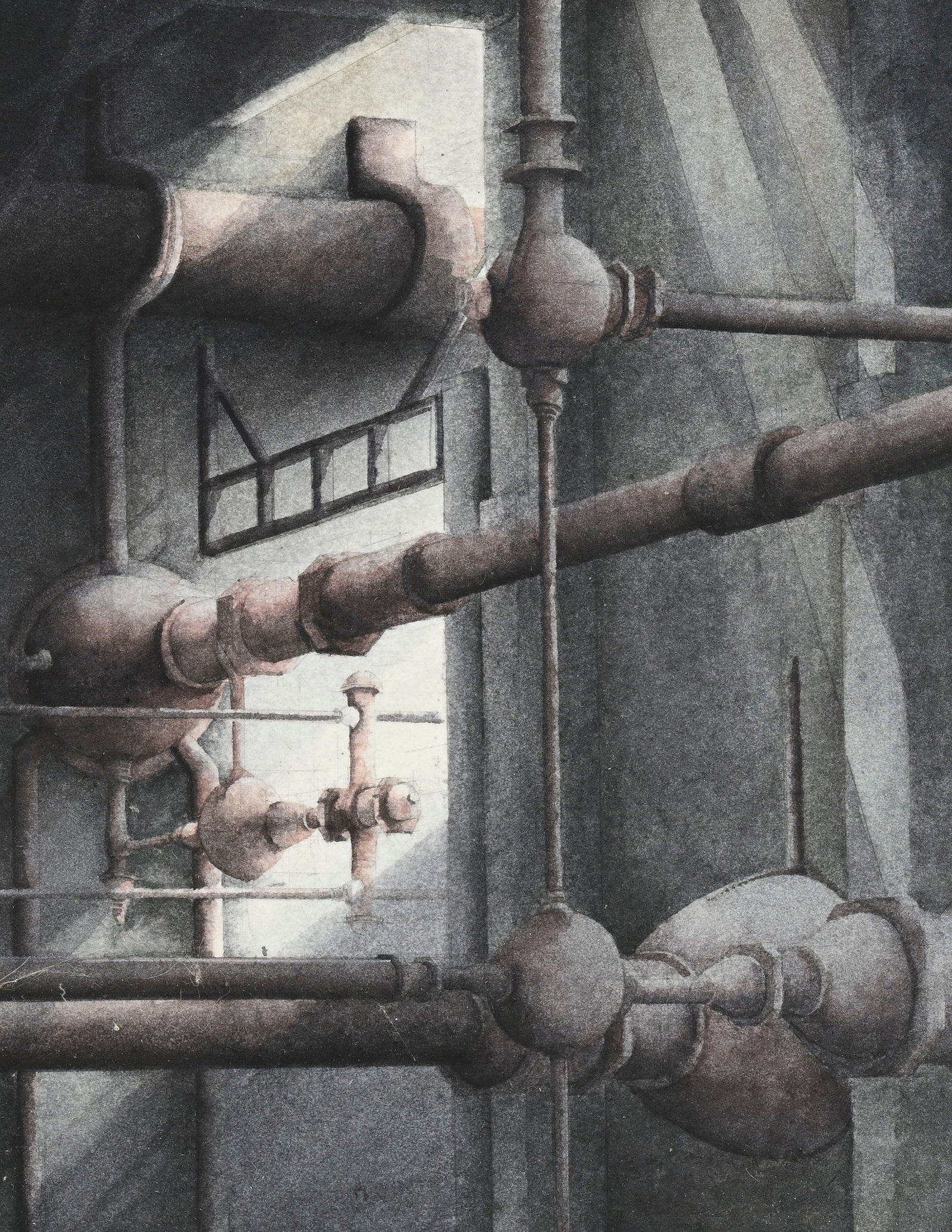 Denis Plessey (XX), Paysages industriels, 2009, 2 aquarelles sur papier, signées, 20,5x14 cm (& - 7