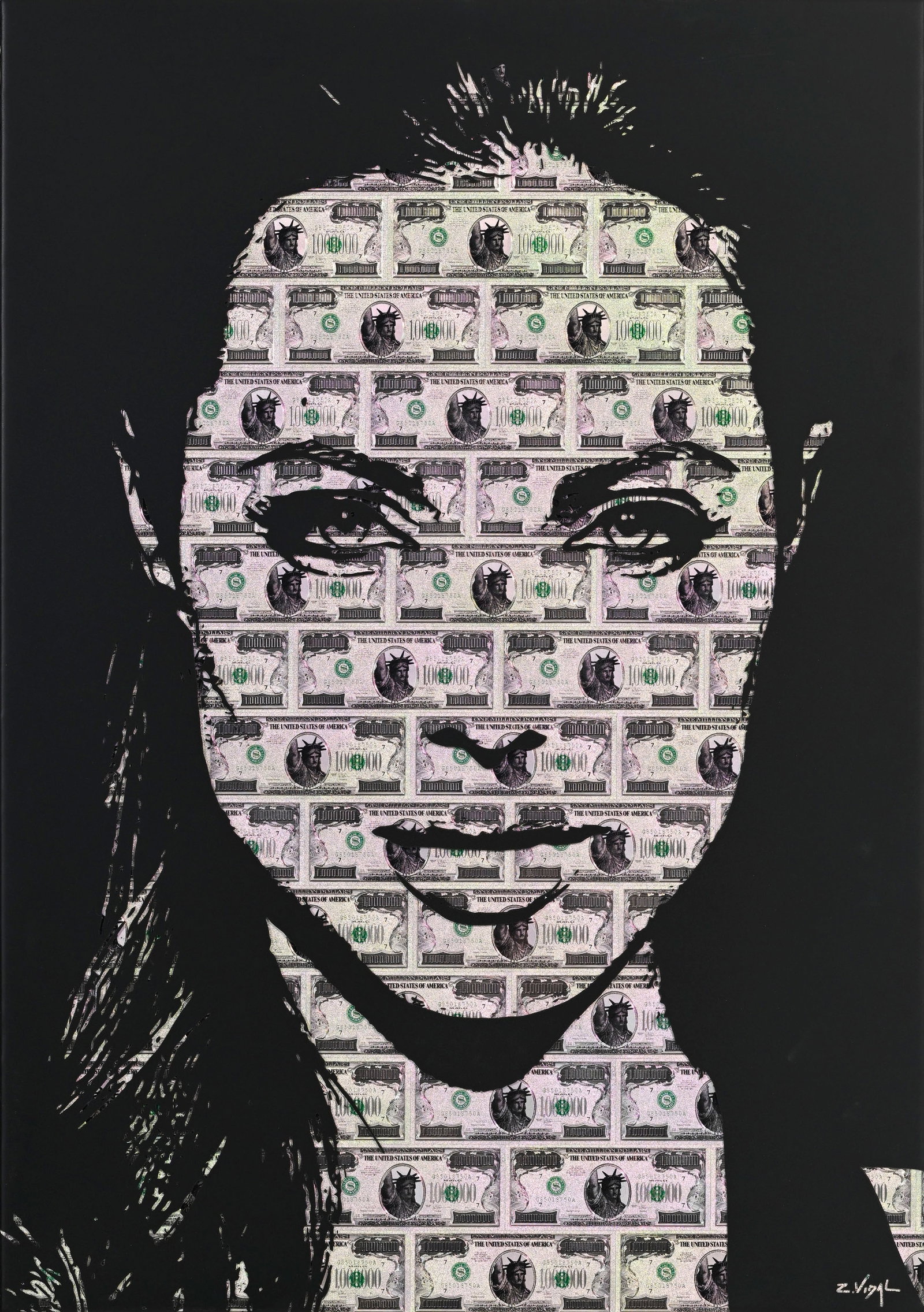 Zacharie Vidal (1981), "Angelina by me /2", 2021, technique mixte sur aluminium, signée, contre - 2