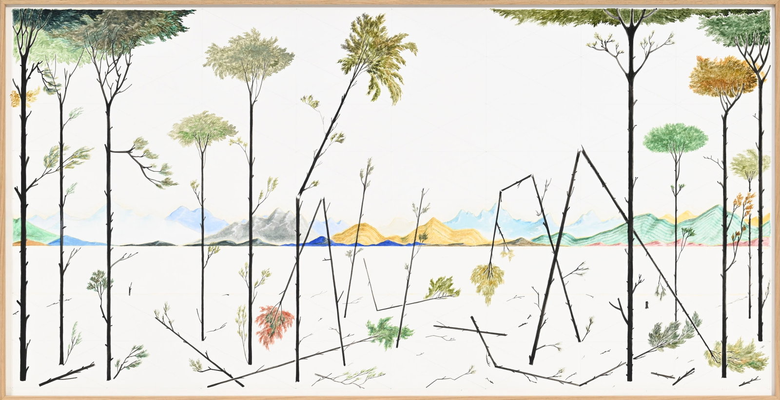 Eric Eriston Winarto (1980), Arbres après la tempête, aquarelle sur papier, 51,5x101,5 cm - 2