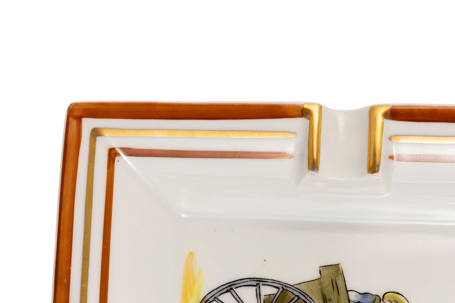 Hermès. Cendrier vide-poche en porcelaine, Paris, à décor de calèche et personna - 3