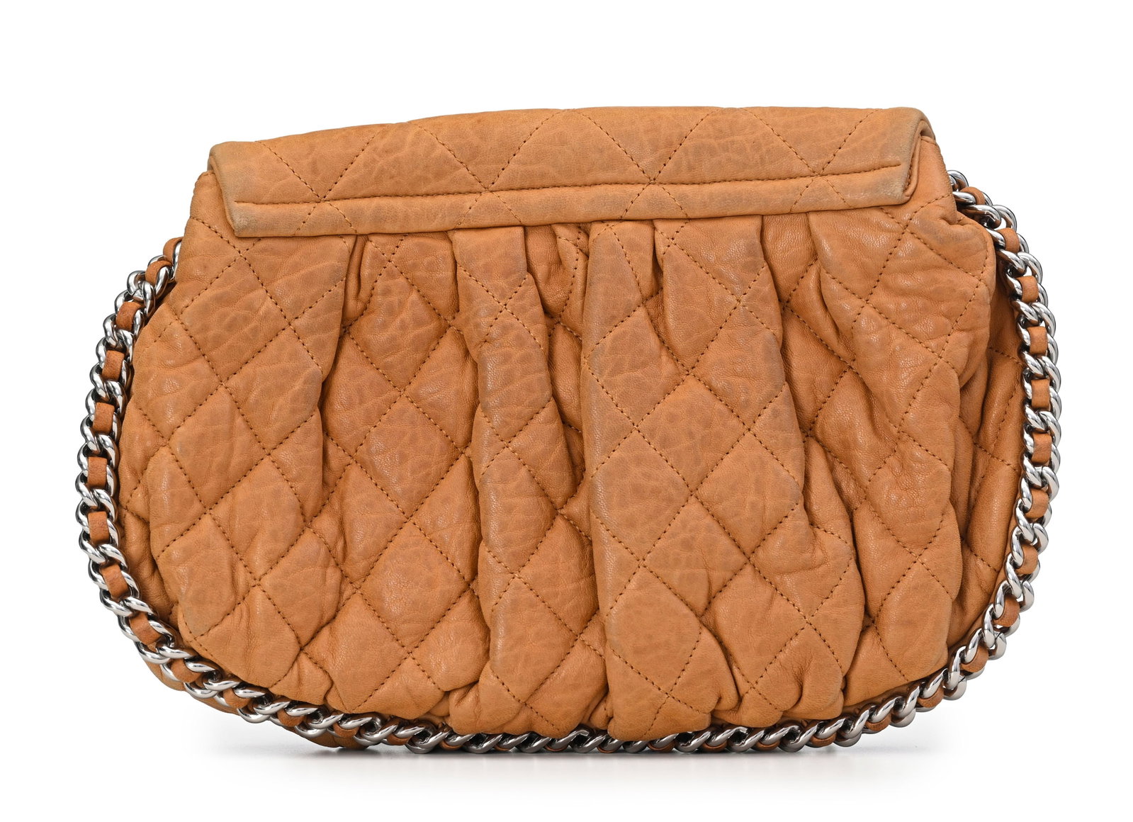 Chanel, sac Bubble Chain Around en cuir roux matelassé et plissé, année 2011, bandoul - 2