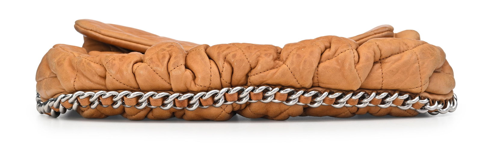 Chanel, sac Bubble Chain Around en cuir roux matelassé et plissé, année 2011, bandoul - 3