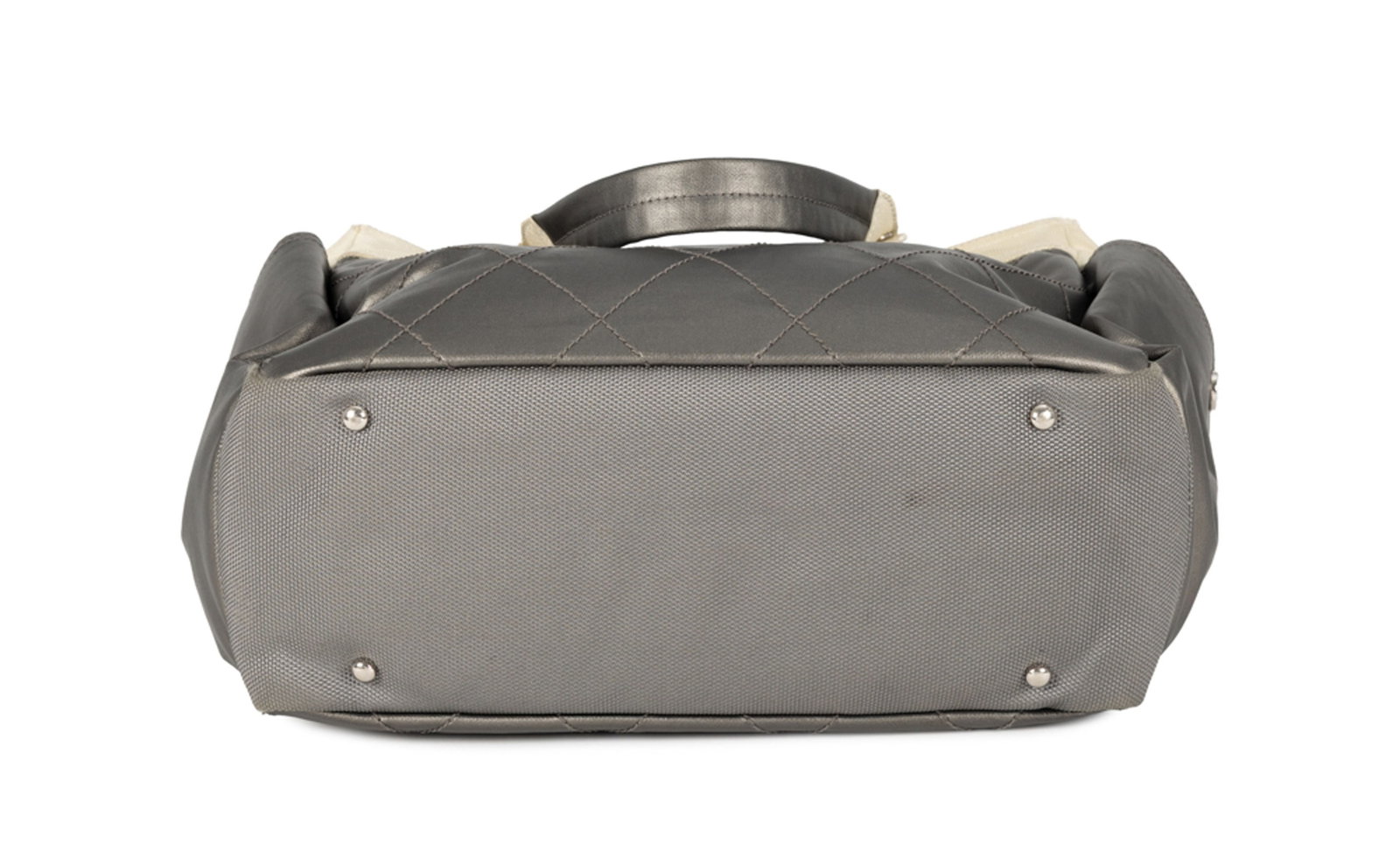 Chanel, grand sac cabas Paris-Biarritz, 2006-2008, en toile enduite gris métallisé matelas - 4