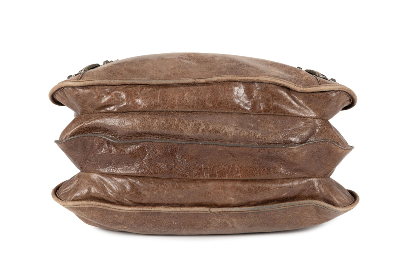 Balenciaga, sac Work en cuir brun vieilli, doubles anses tressées, poche extérieure zipp&# - 3