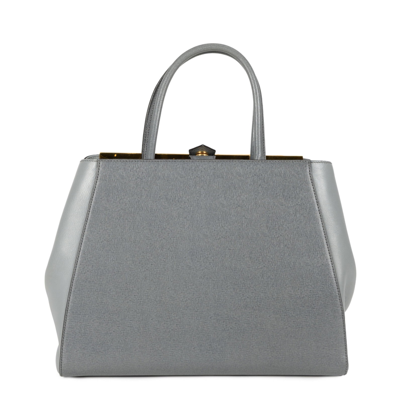 Fendi, sac 2Jours Shopping Medium en cuir gris texturé, garnitures en métal doré, dou - 3