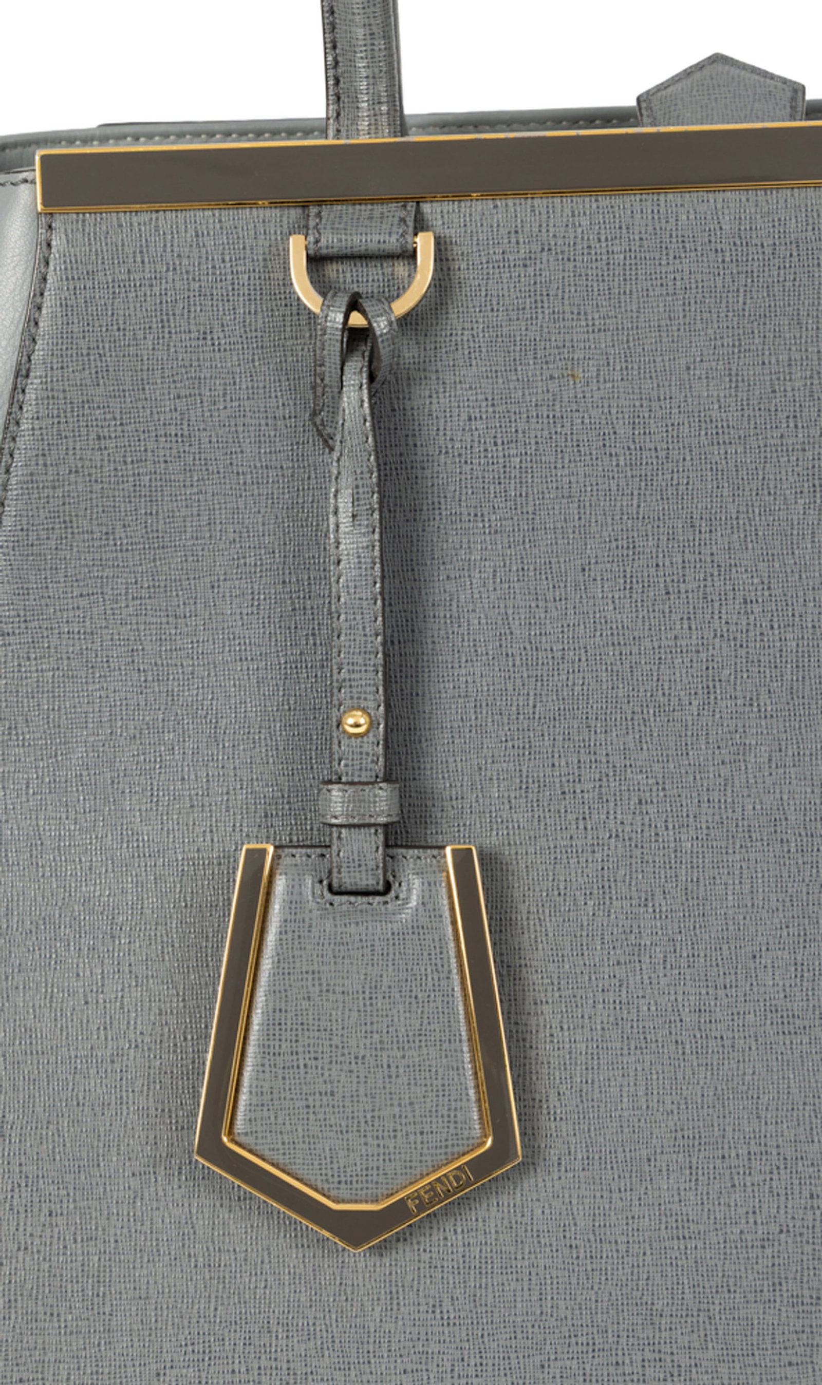 Fendi, sac 2Jours Shopping Medium en cuir gris texturé, garnitures en métal doré, dou - 4