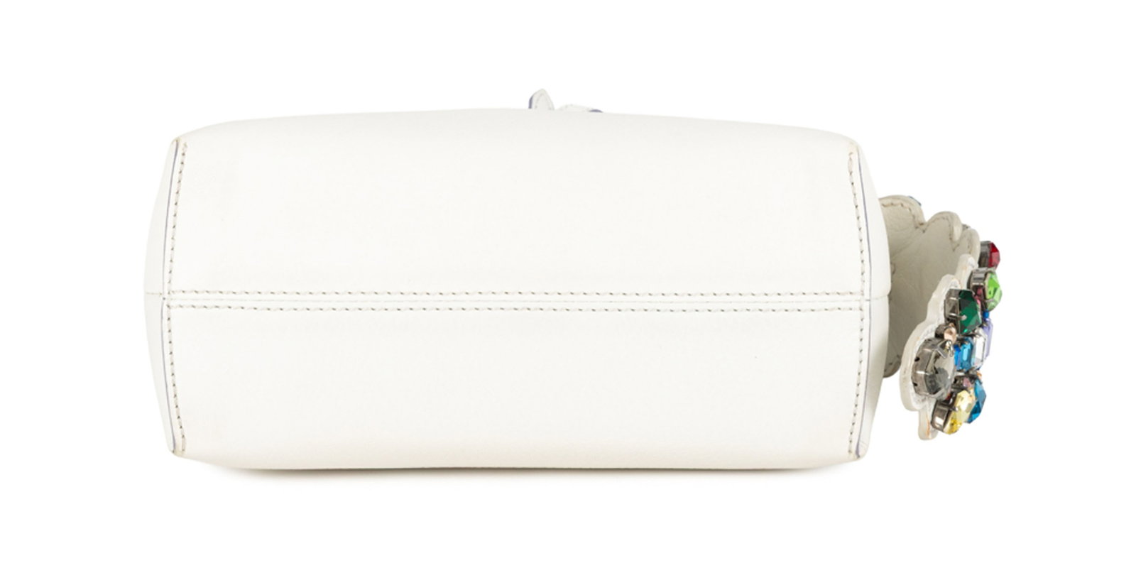 Fendi, sac By The Way Mini en cuir blanc, orné de cristaux multicolores, garnitures en mét - 5