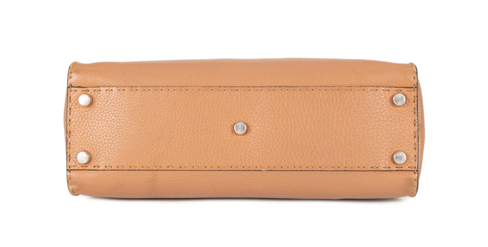 Fendi, sac Peekaboo Selleria en cuir grainé camel, surpiqûres contrastées, garnitures - 3