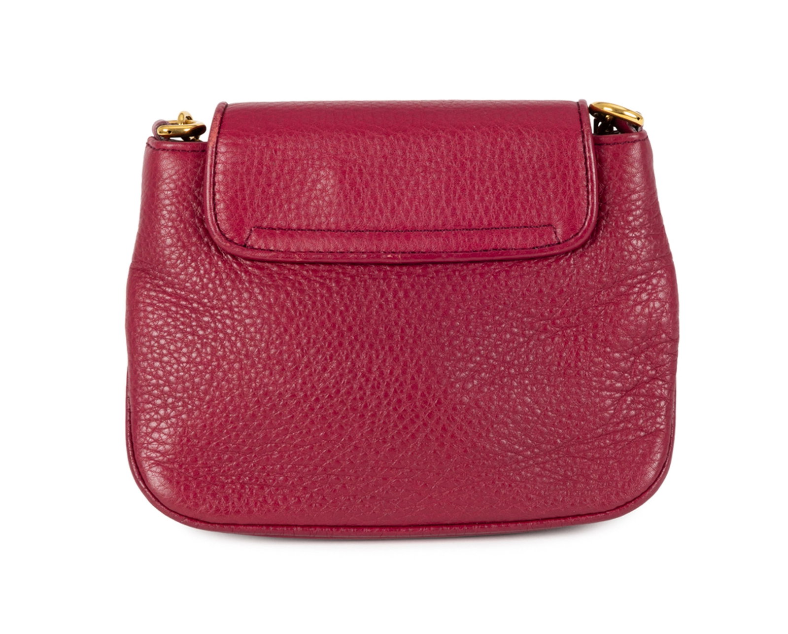 Gucci, pochette à rabat 1973 en cuir grainé bordeaux cramoisi, bandoulière chaîn - 2
