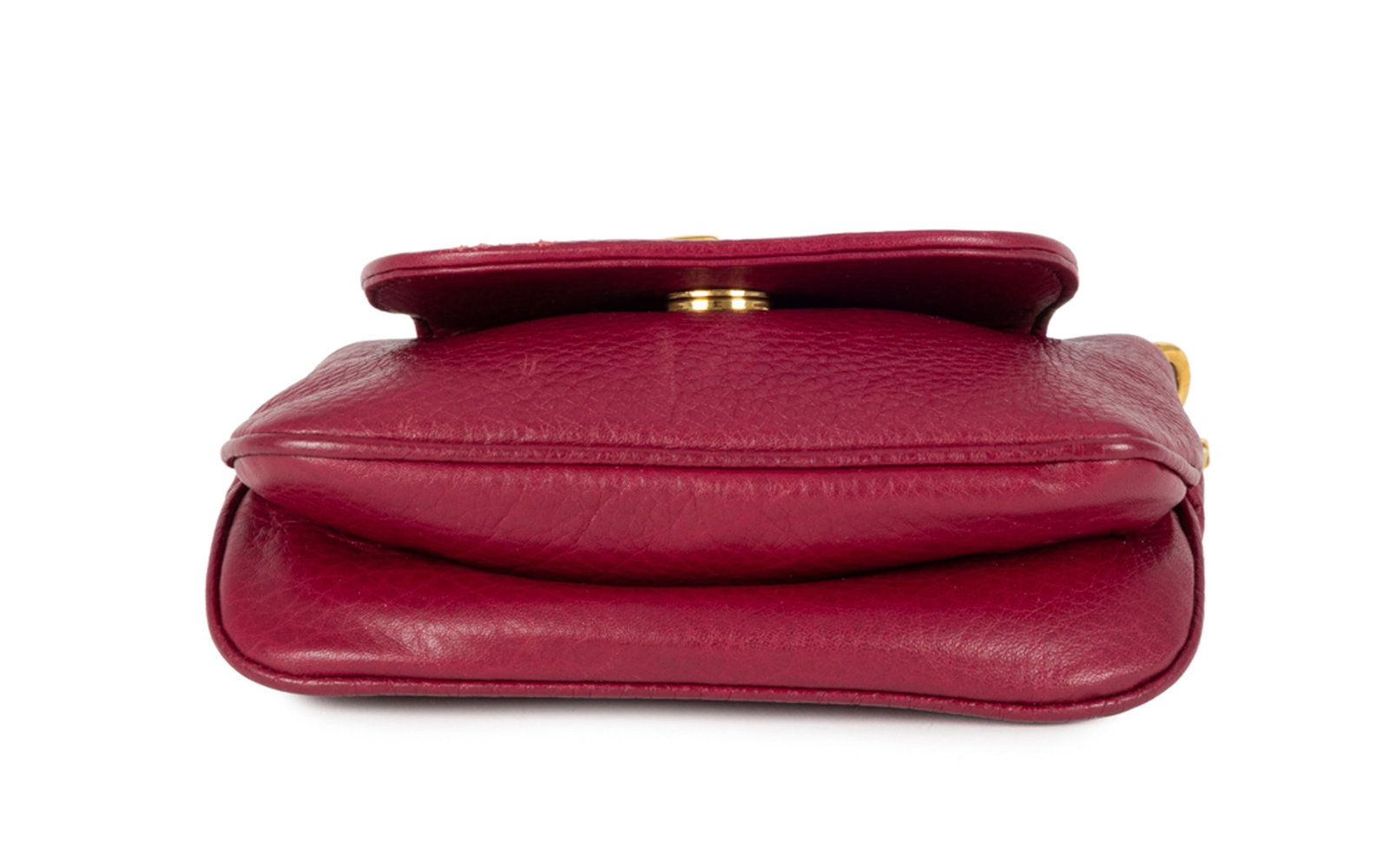 Gucci, pochette à rabat 1973 en cuir grainé bordeaux cramoisi, bandoulière chaîn - 3