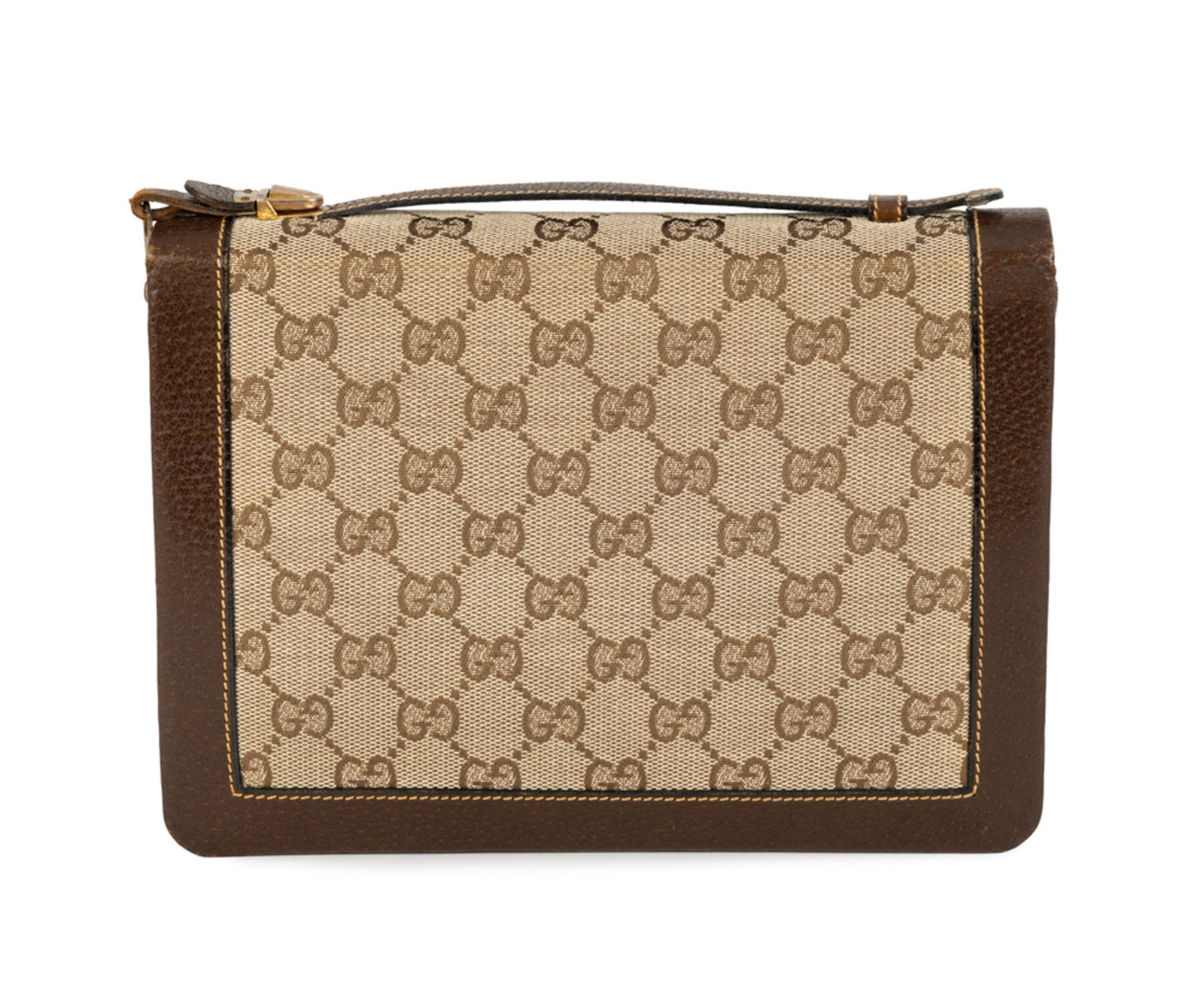 Gucci, pochette de porte-monnaie vintage en cuir pécari et toile GG, renfermant six pochettes &: Gucci, pochette de porte-monnaie vintage en cuir pécari et toile GG, renfermant six pochettes à rabat marquées "Lire, Sterline, Franchi Sv., Franchi Fr., Marchi et Dollari", 16x22,5 cm