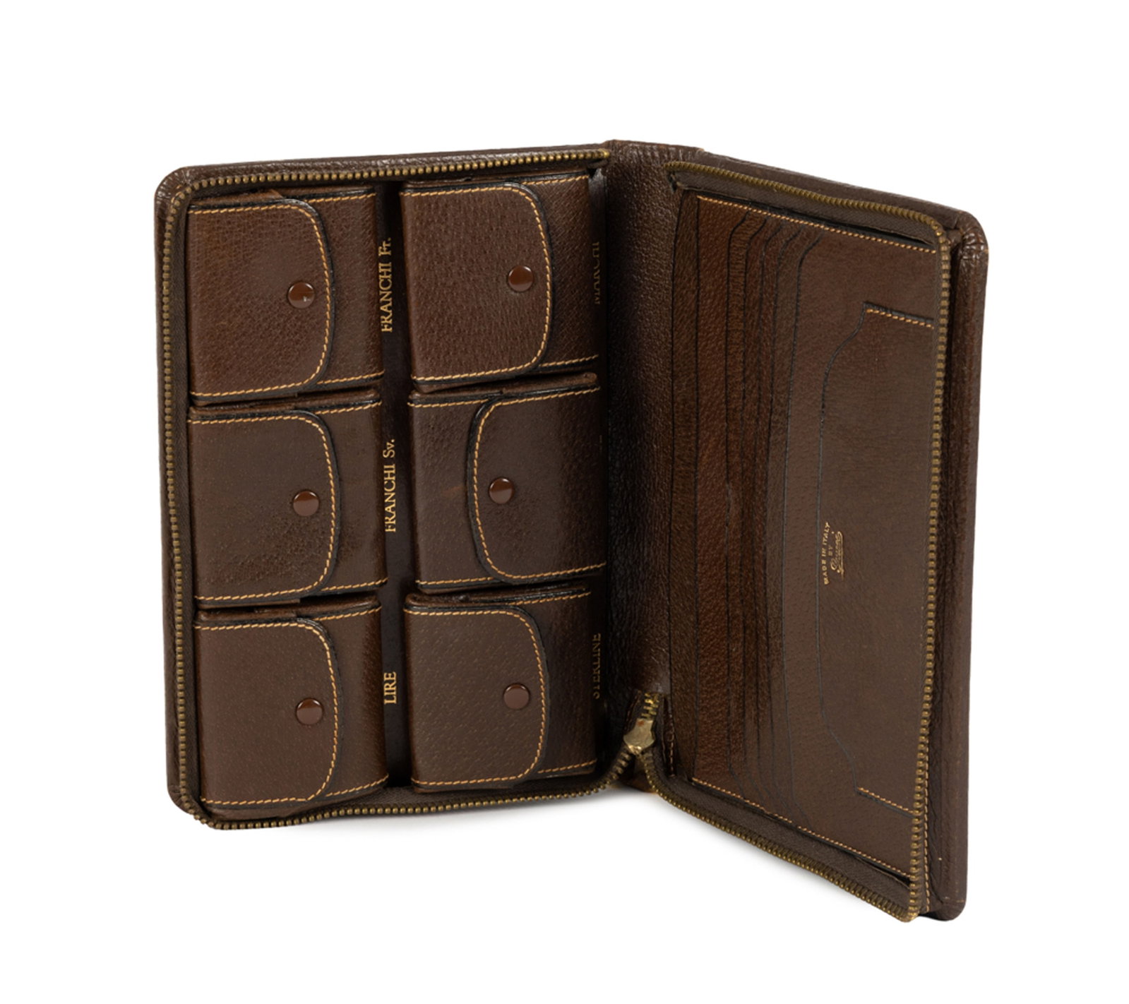 Gucci, pochette de porte-monnaie vintage en cuir pécari et toile GG, renfermant six pochettes & - 3
