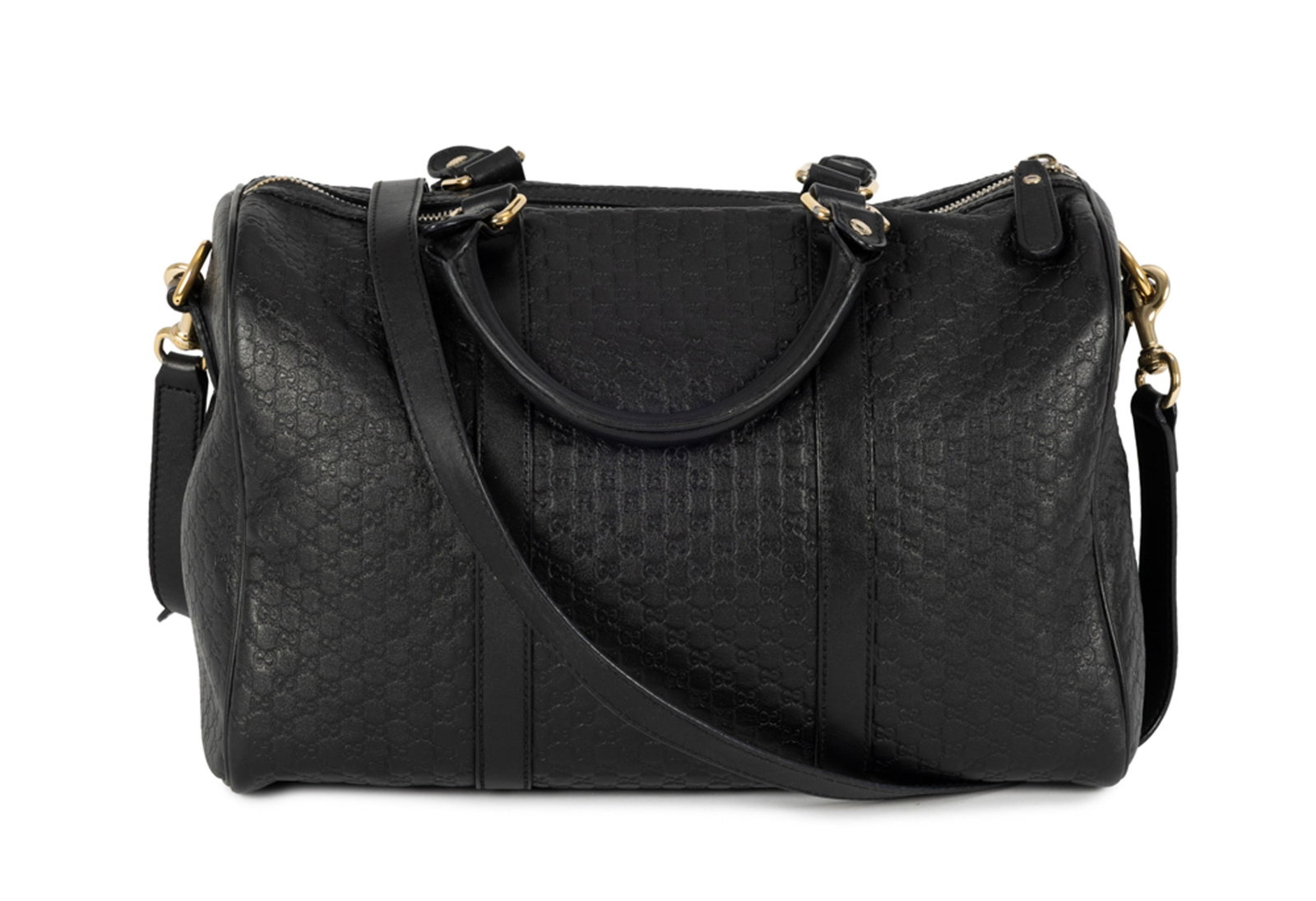 Gucci, sac Boston Guccissima en cuir noir embossé du motif GG, garnitures en métal dor - 2