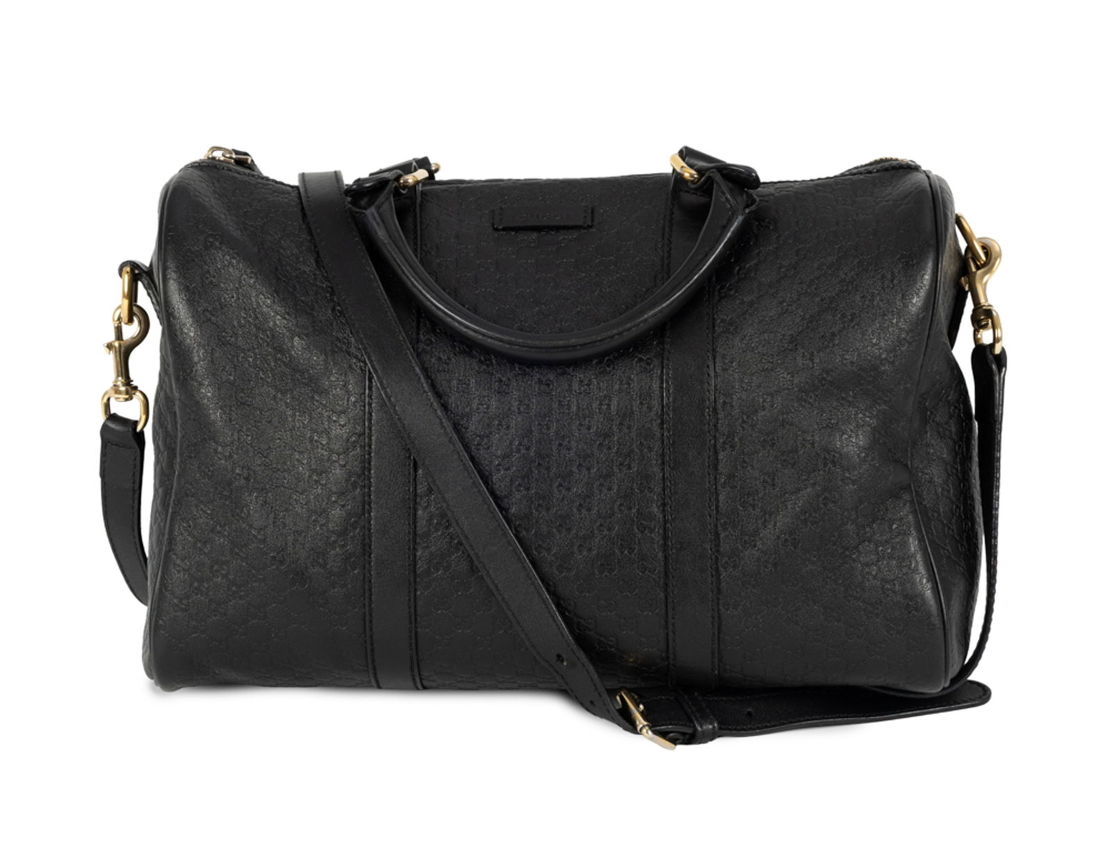 Gucci, sac Boston Guccissima en cuir noir embossé du motif GG, garnitures en métal dor - 3
